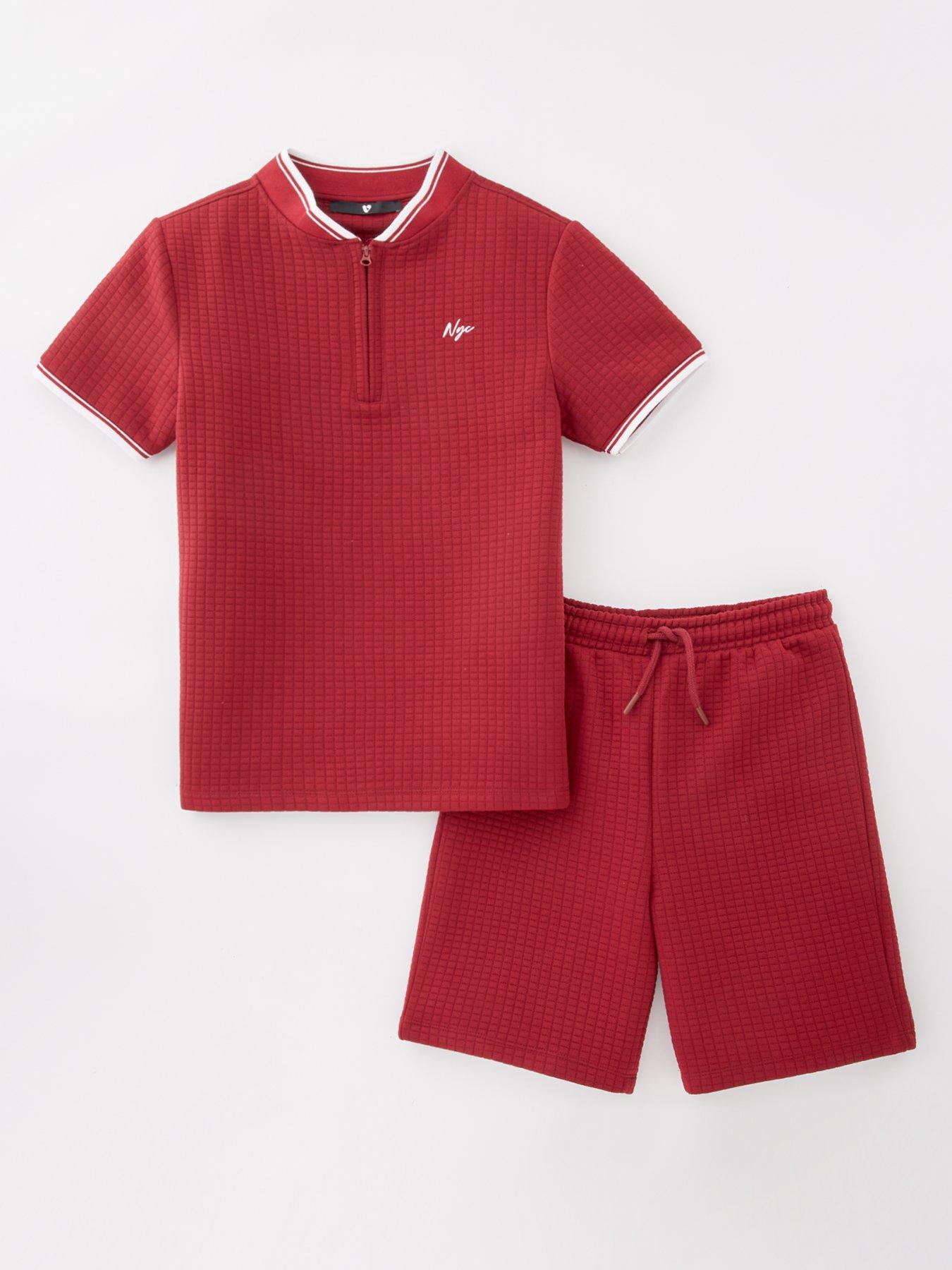 v-by-very-boys-zip-texture-t-shirt-and-short-set-burgundy