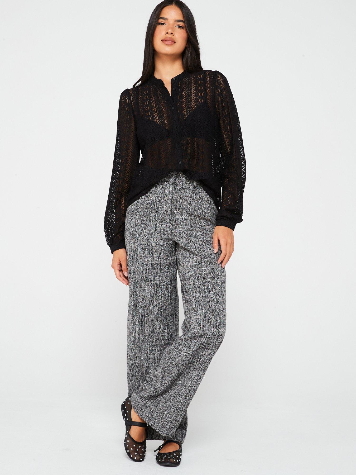 Image 3 of 4 of Vila Lace Long Sleeve Shirt - Black