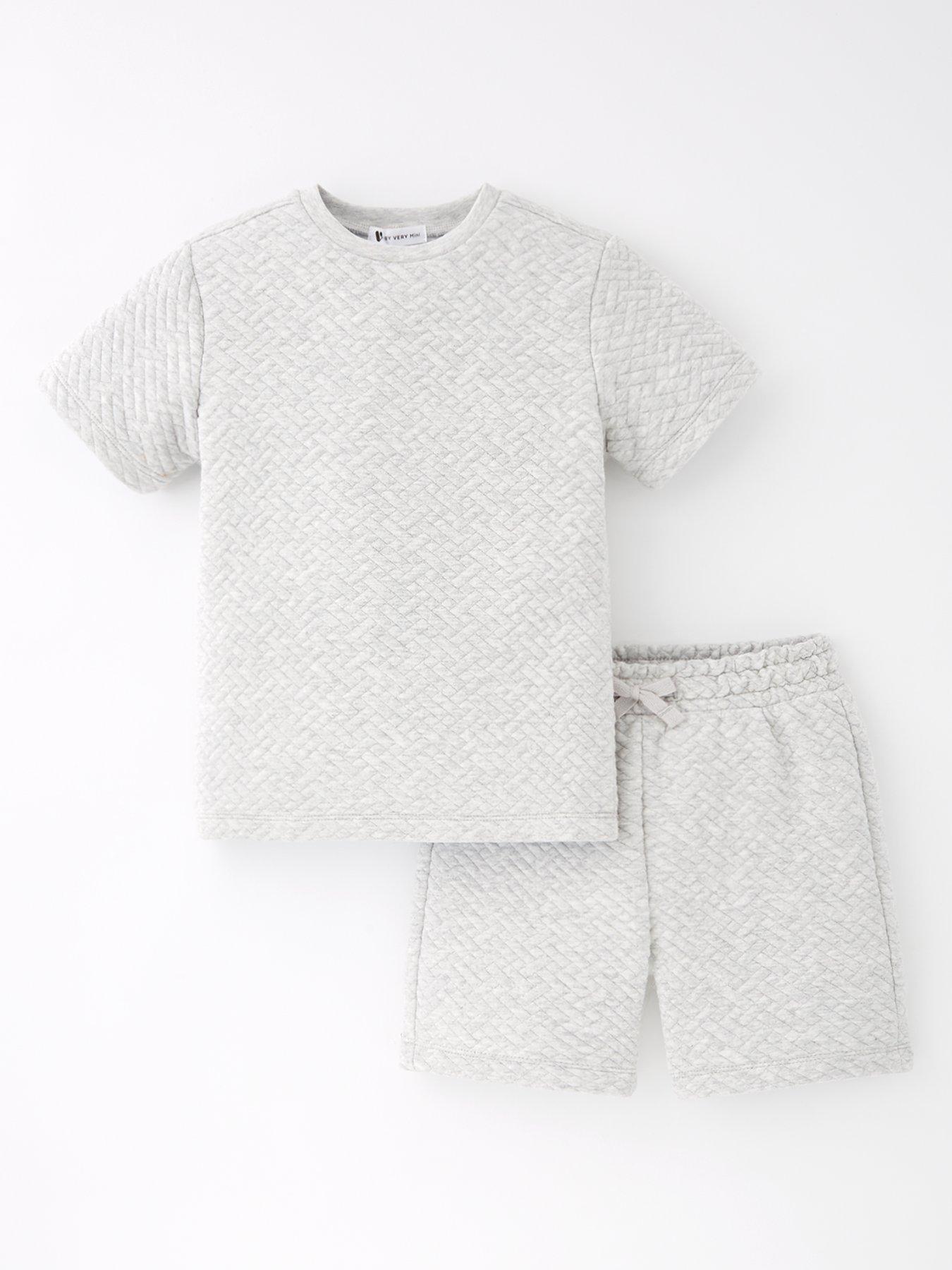 front image of mini-v-by-very-boys-texture-t-shirt-and-short-set-grey