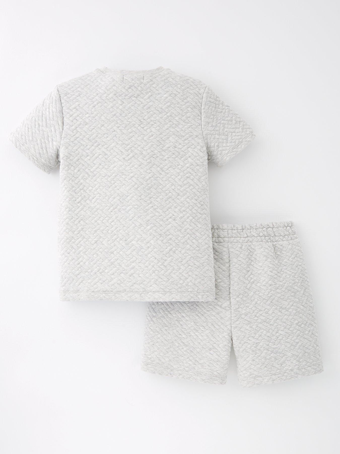  image of mini-v-by-very-boys-texture-t-shirt-and-short-set-grey