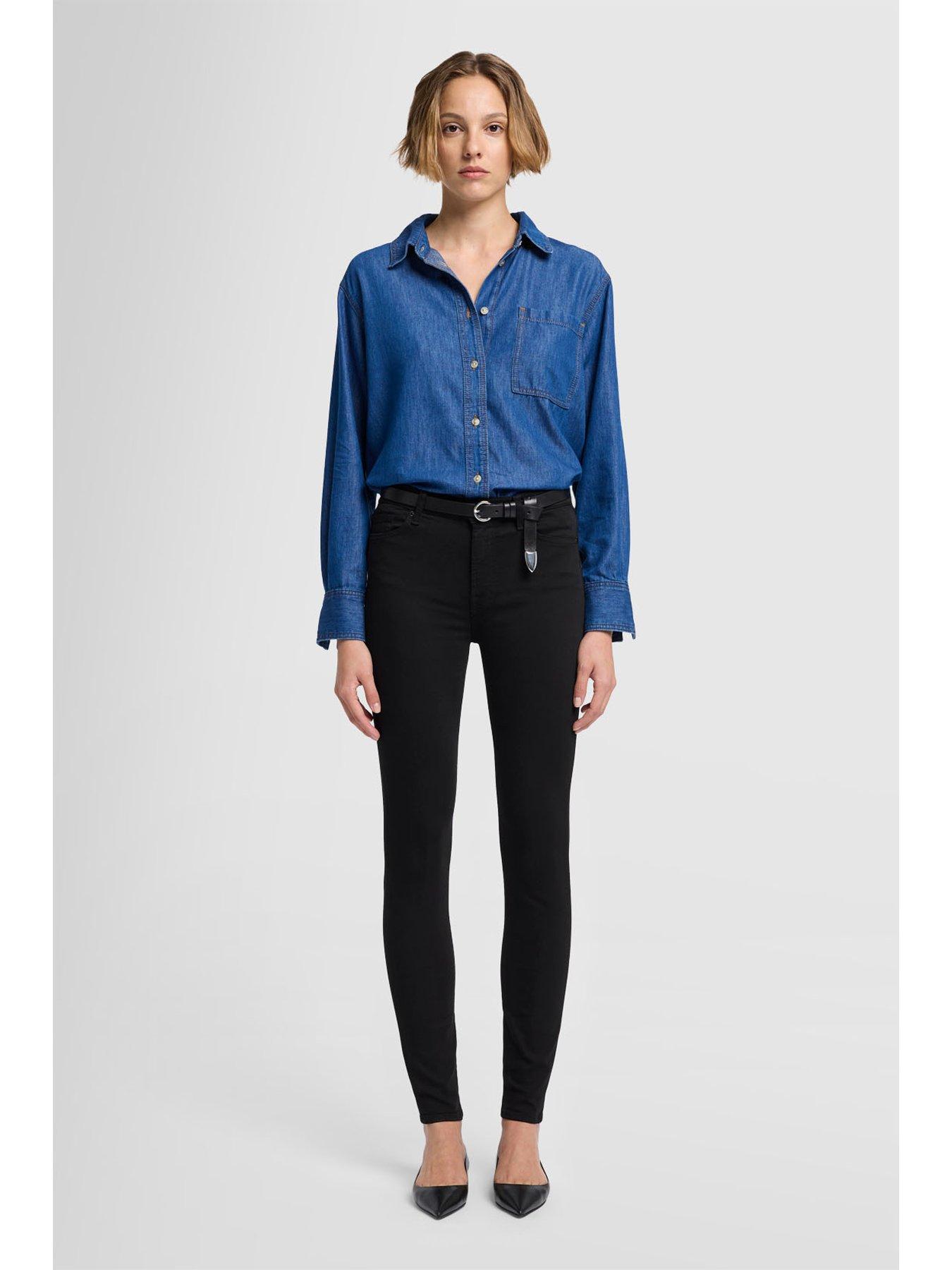  image of 7-for-all-mankind-high-waist-skinny-slim-fit-jeans-black