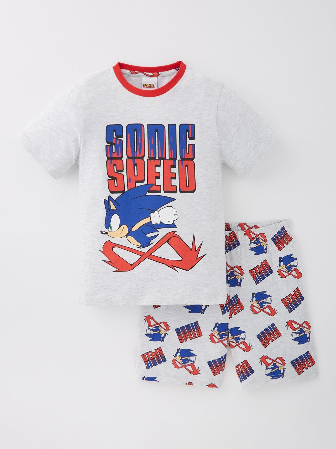 front image of sonic-the-hedgehog-speed-shorts-pyjama-set-grey