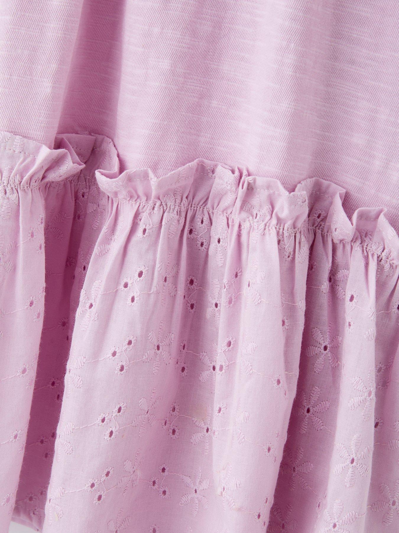  image of mini-v-by-very-girls-slub-jersey-broderie-trim-dress-lilac