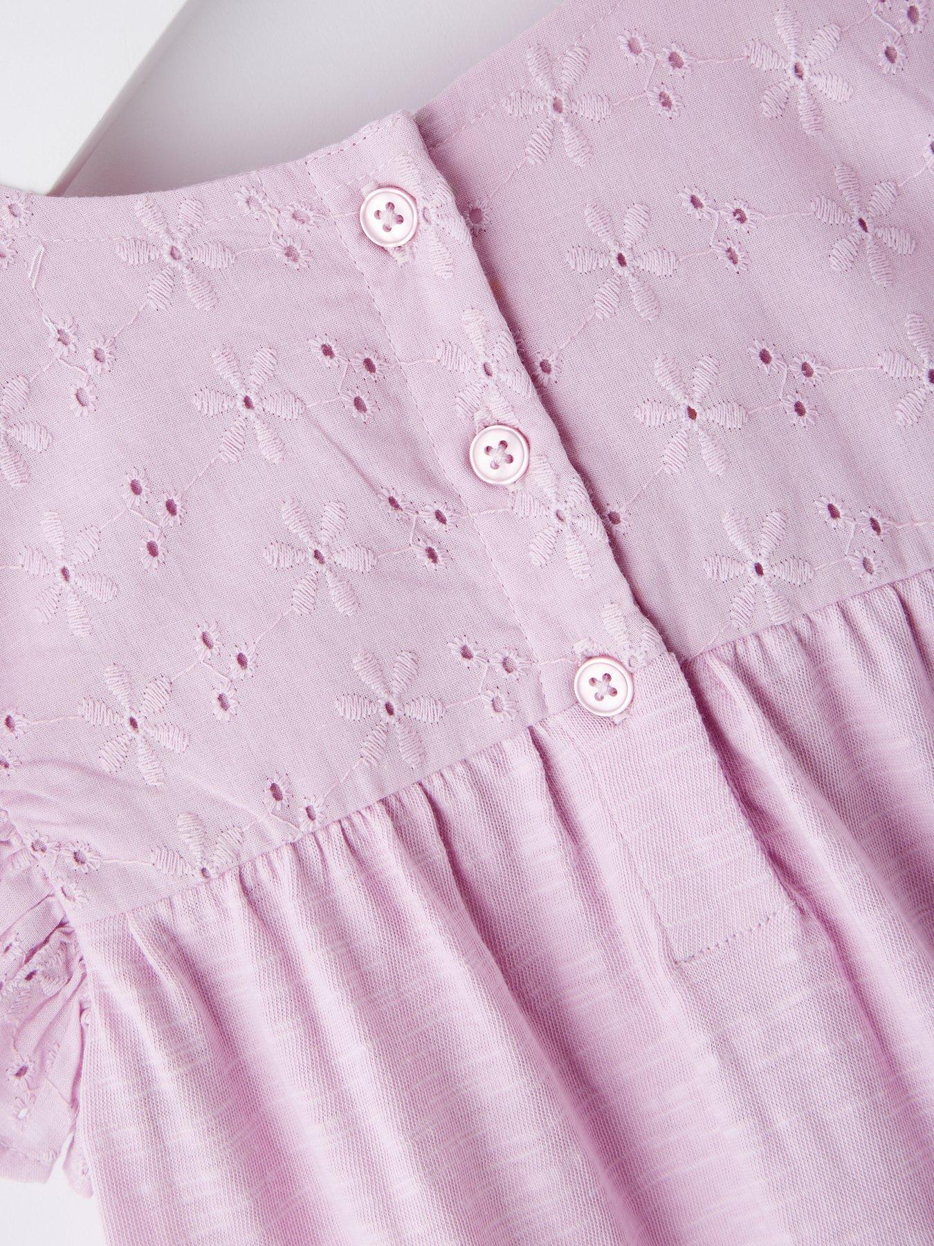  image of mini-v-by-very-girls-slub-jersey-broderie-trim-dress-lilac