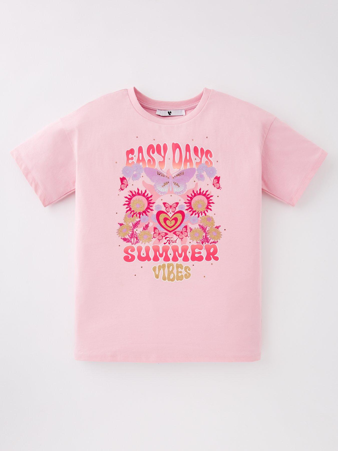 undefined Girls Easy Days Summer Vibes T-Shirt - Multi