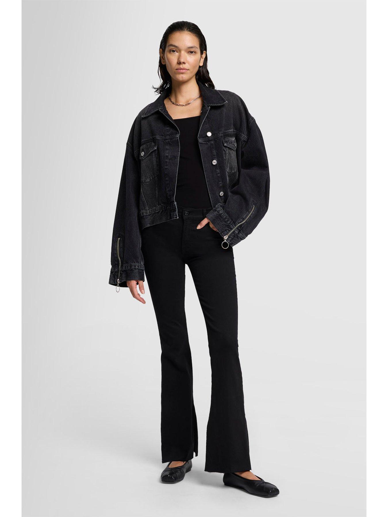  image of 7-for-all-mankind-bootcut-tailorless-bair-jeans-with-side-splits-black