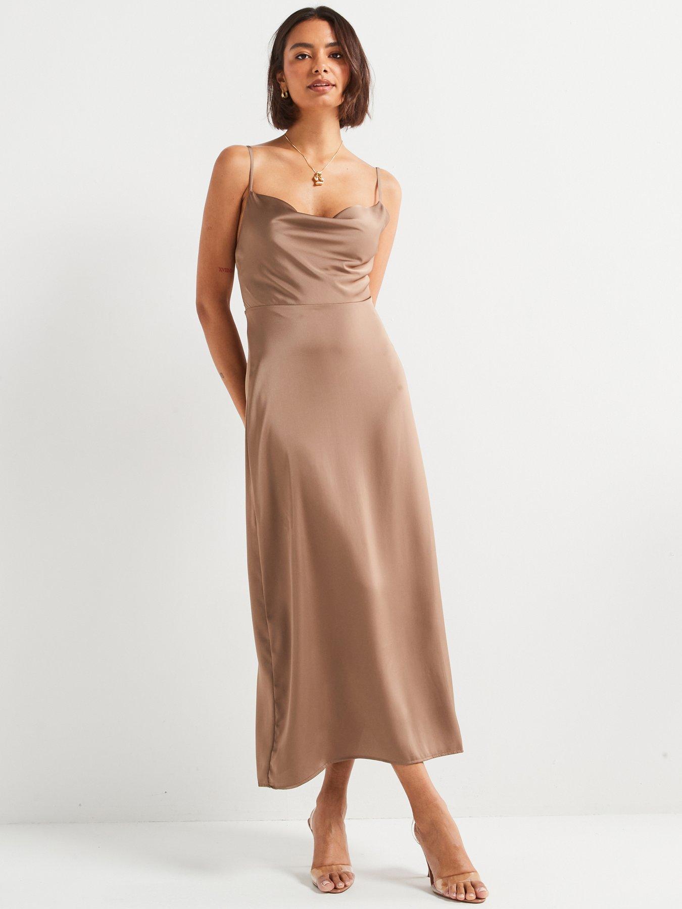 undefined Strappy Midi Dress - Brown