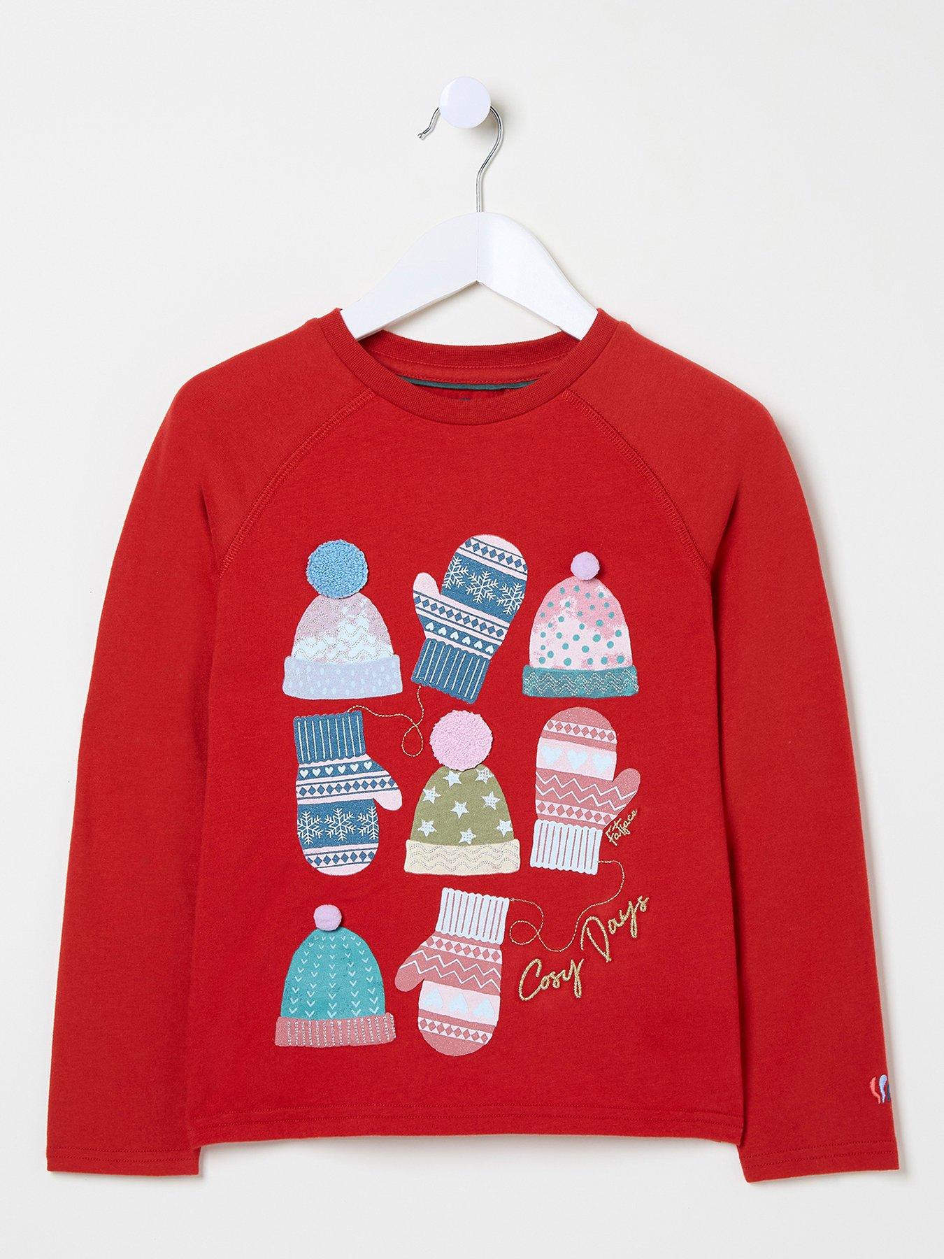 undefined Girls Long Sleeve Christmas T-Shirt - Red
