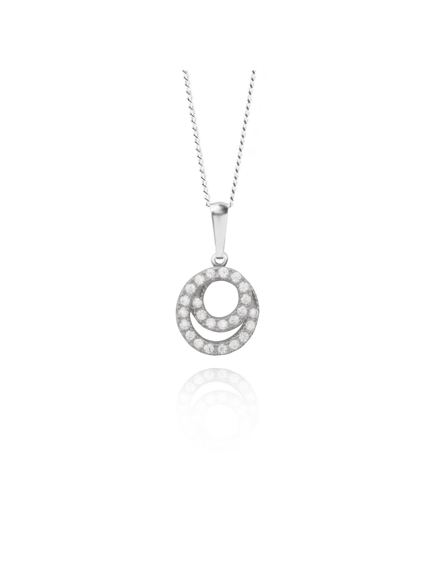 Image 3 of 6 of The Love Collection Sterling Silver Swirl CZ Crystal Stud Earrings and Pendant With Chain