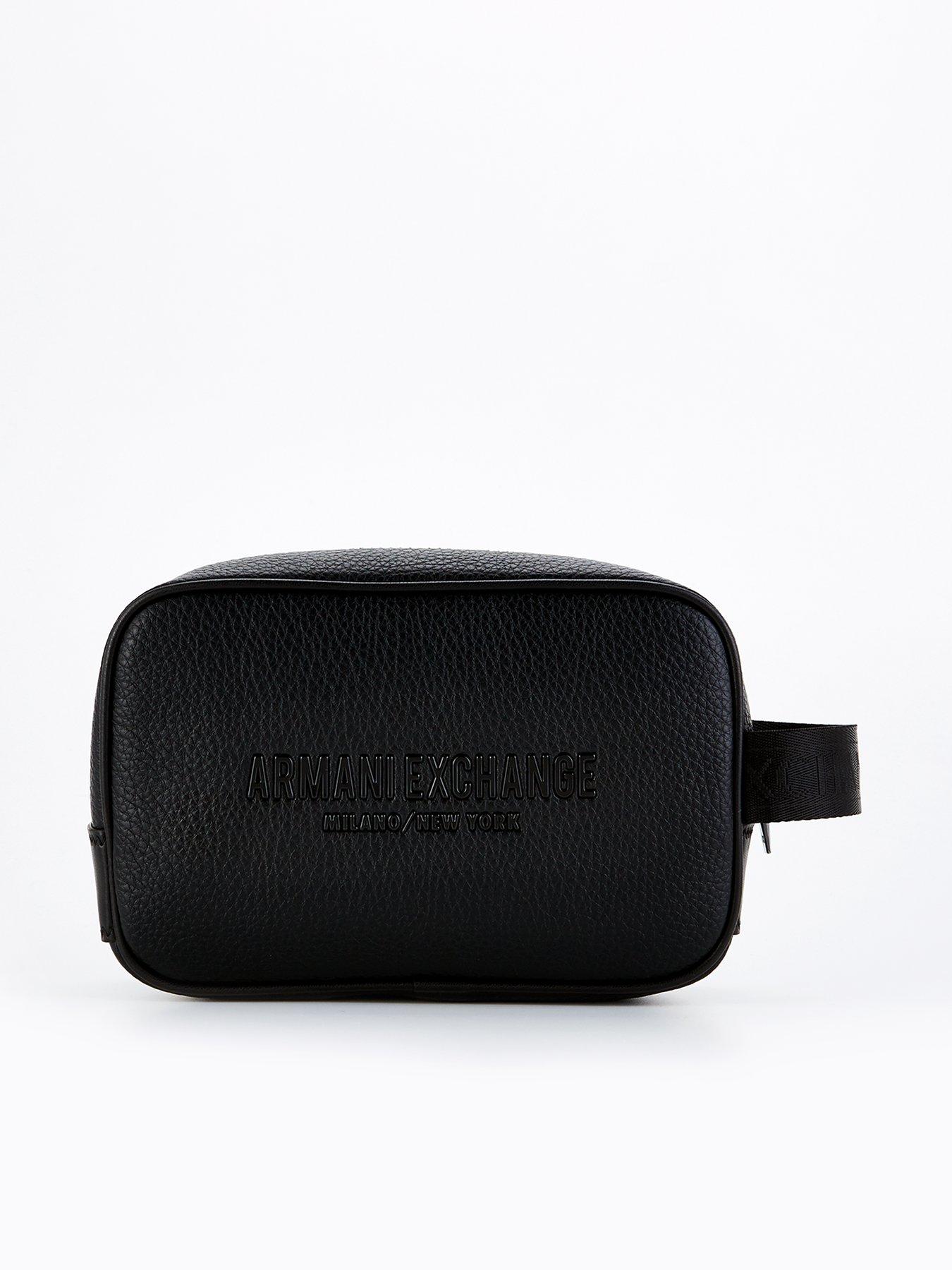  image of armani-exchange-miami-side-logo-washbag-black