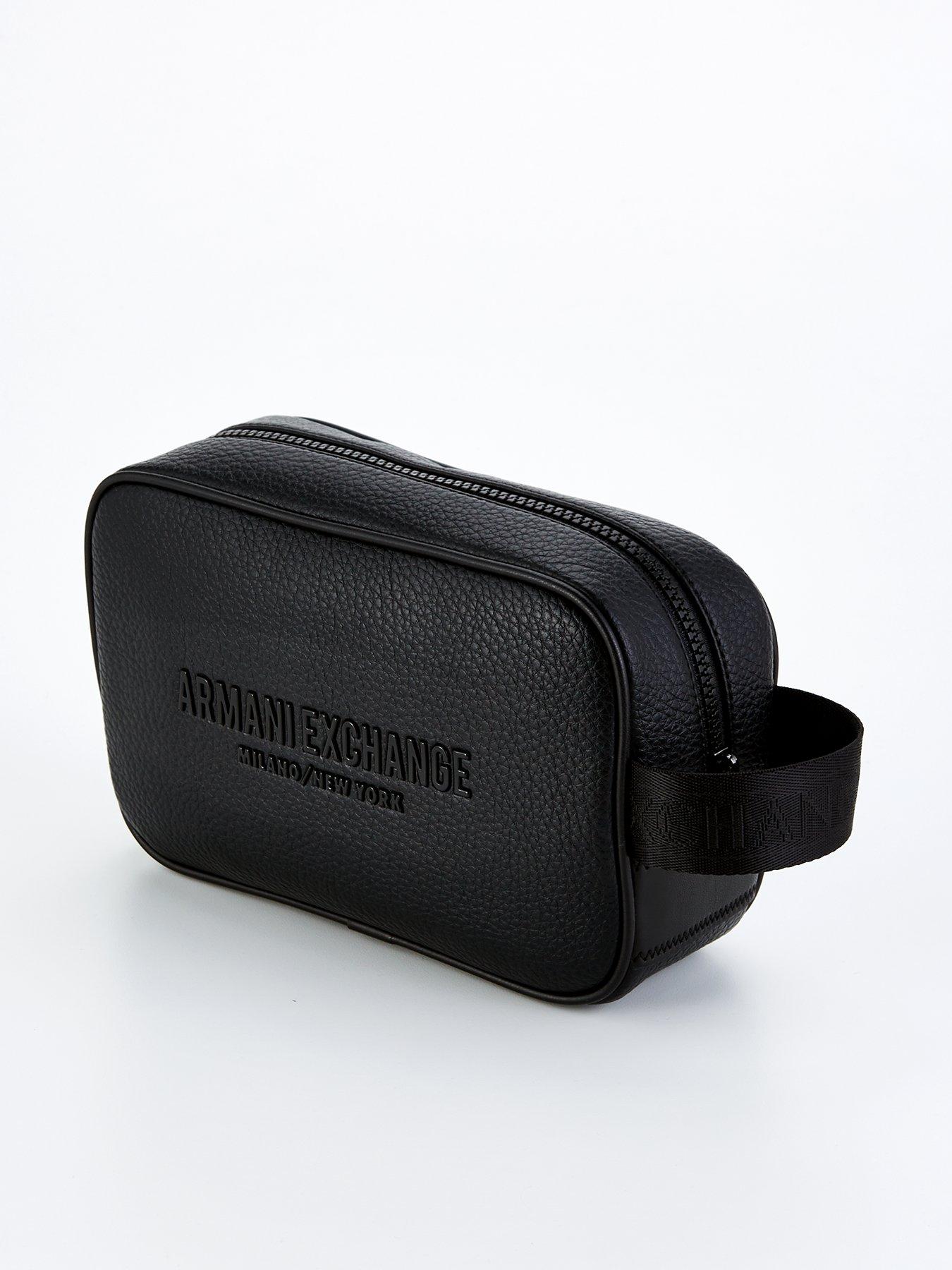  image of armani-exchange-miami-side-logo-washbag-black