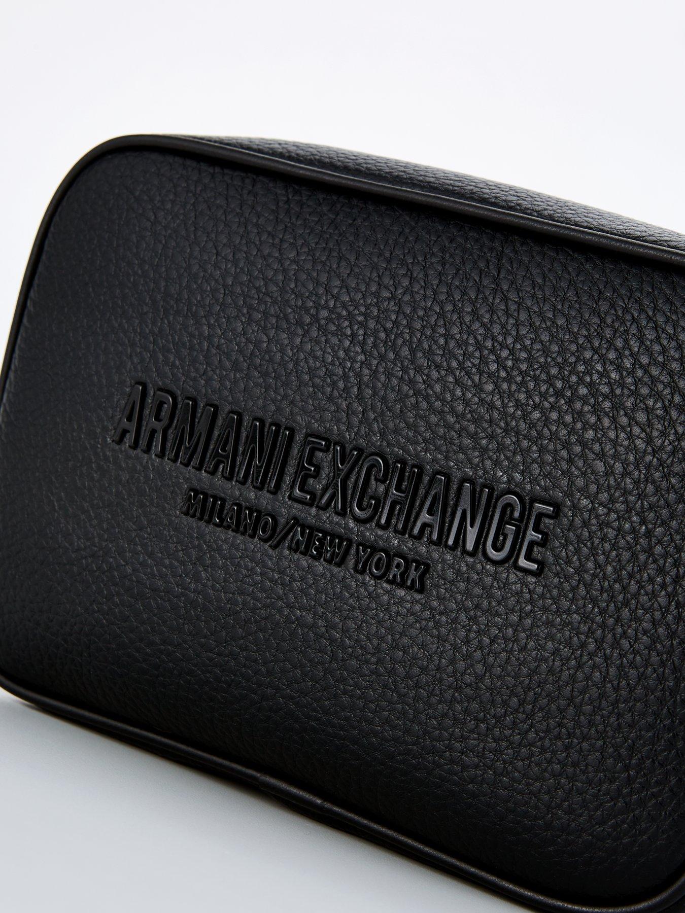  image of armani-exchange-miami-side-logo-washbag-black