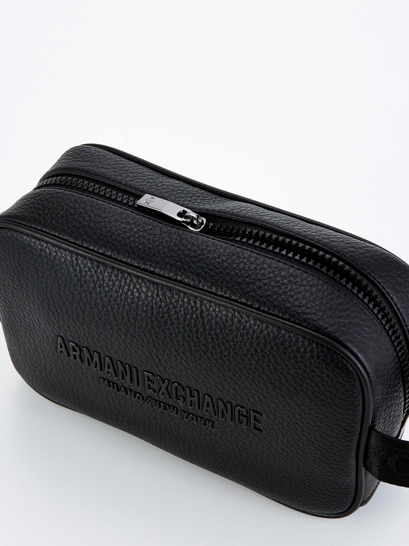  image of armani-exchange-miami-side-logo-washbag-black