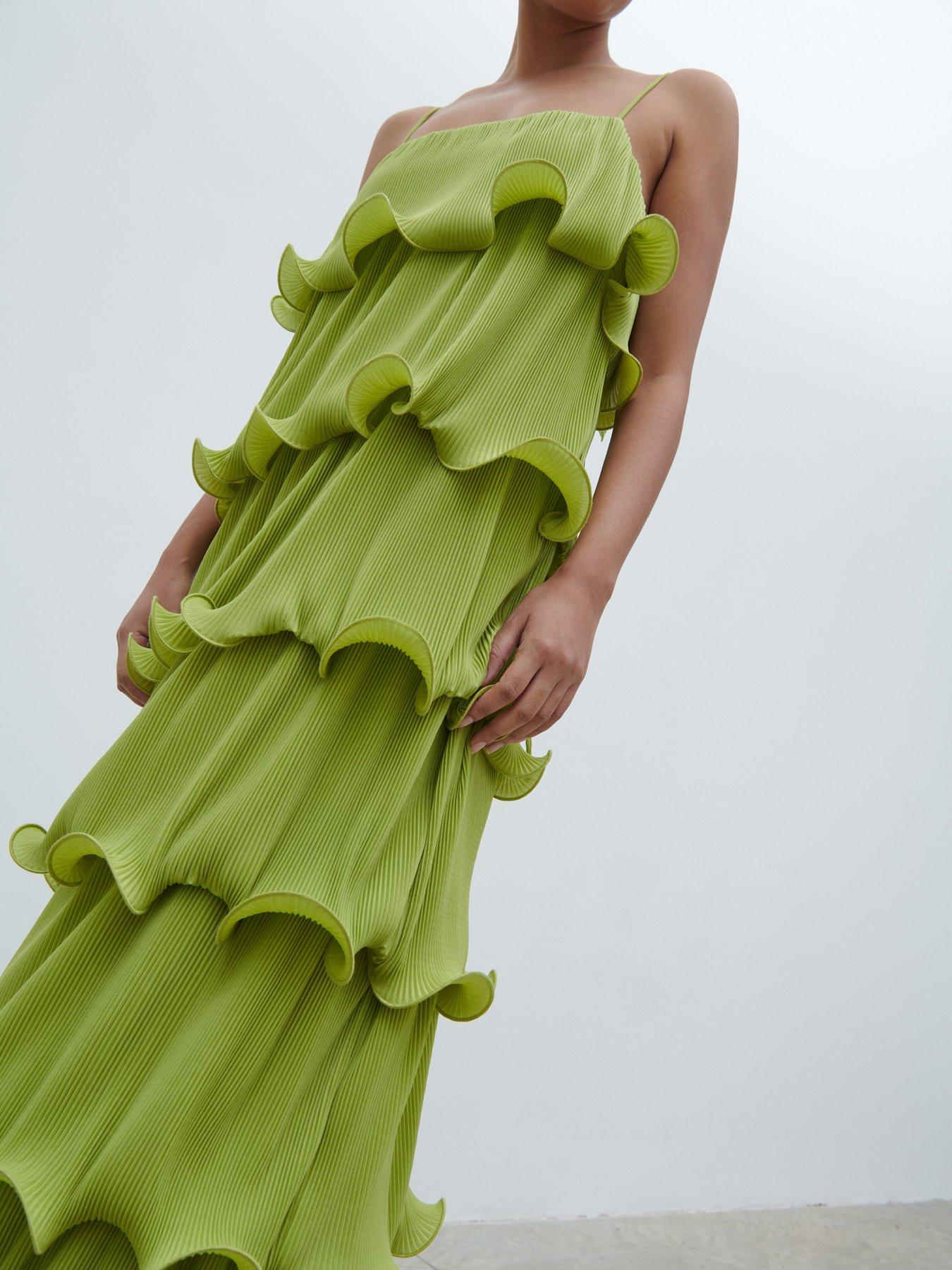  image of pretty-lavish-kaelie-ruffle-plisse-maxi-dress-pistachio