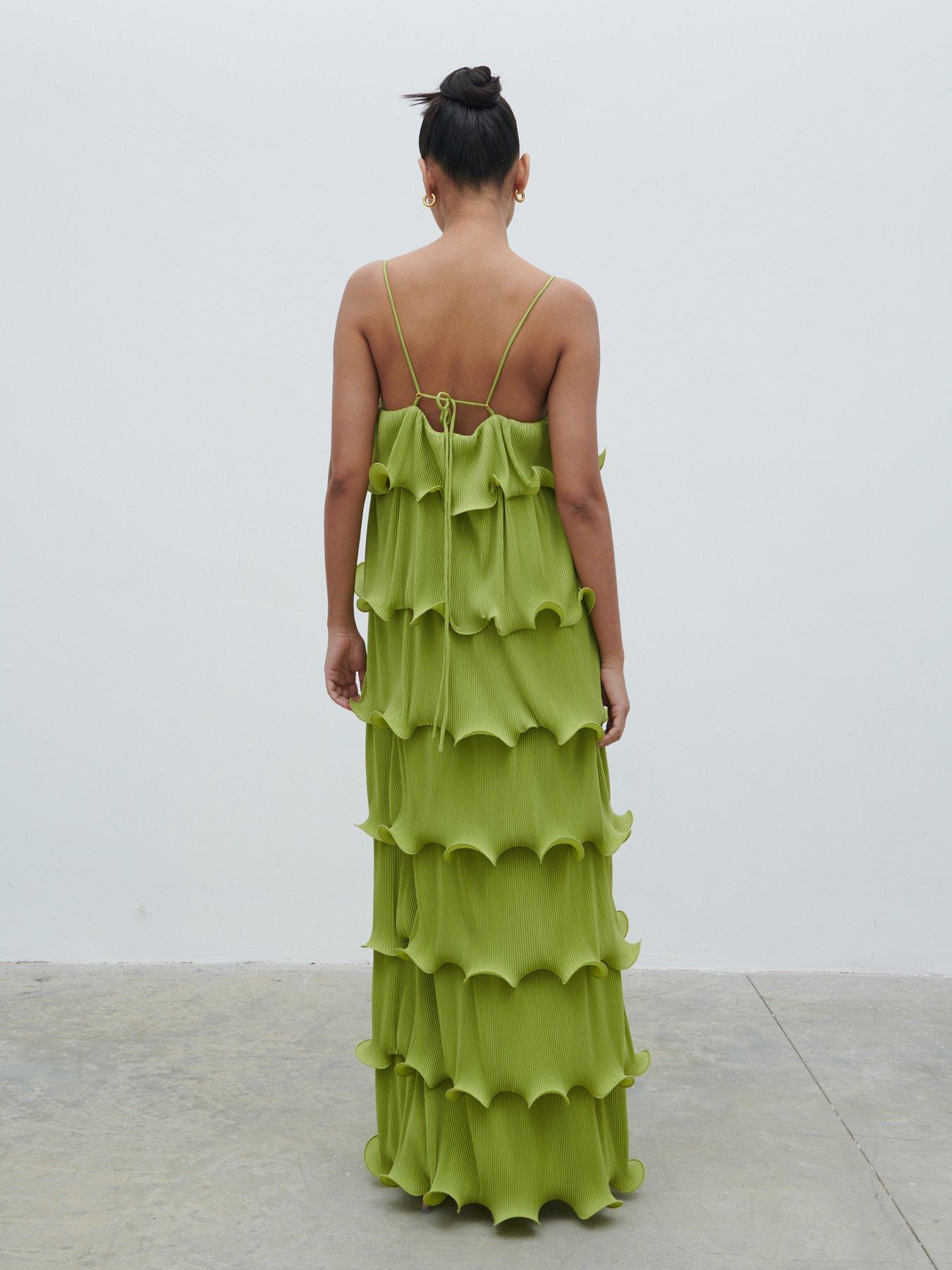  image of pretty-lavish-kaelie-ruffle-plisse-maxi-dress-pistachio