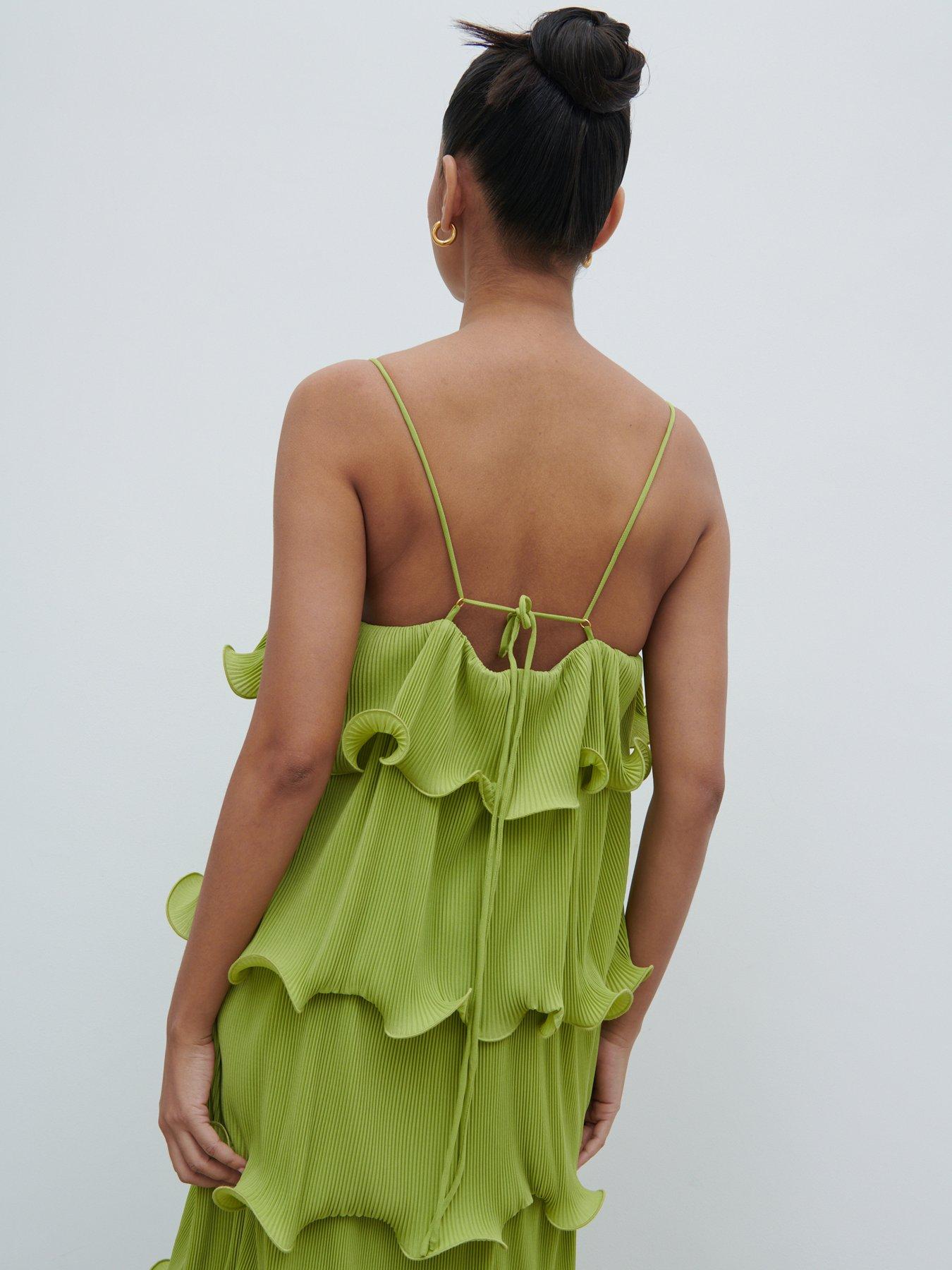  image of pretty-lavish-kaelie-ruffle-plisse-maxi-dress-pistachio