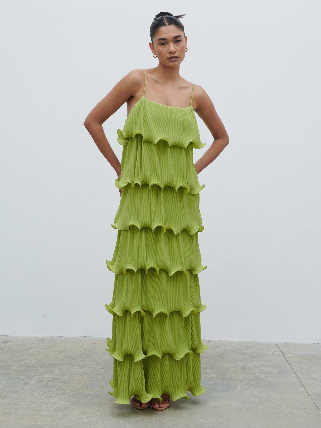  image of pretty-lavish-kaelie-ruffle-plisse-maxi-dress-pistachio