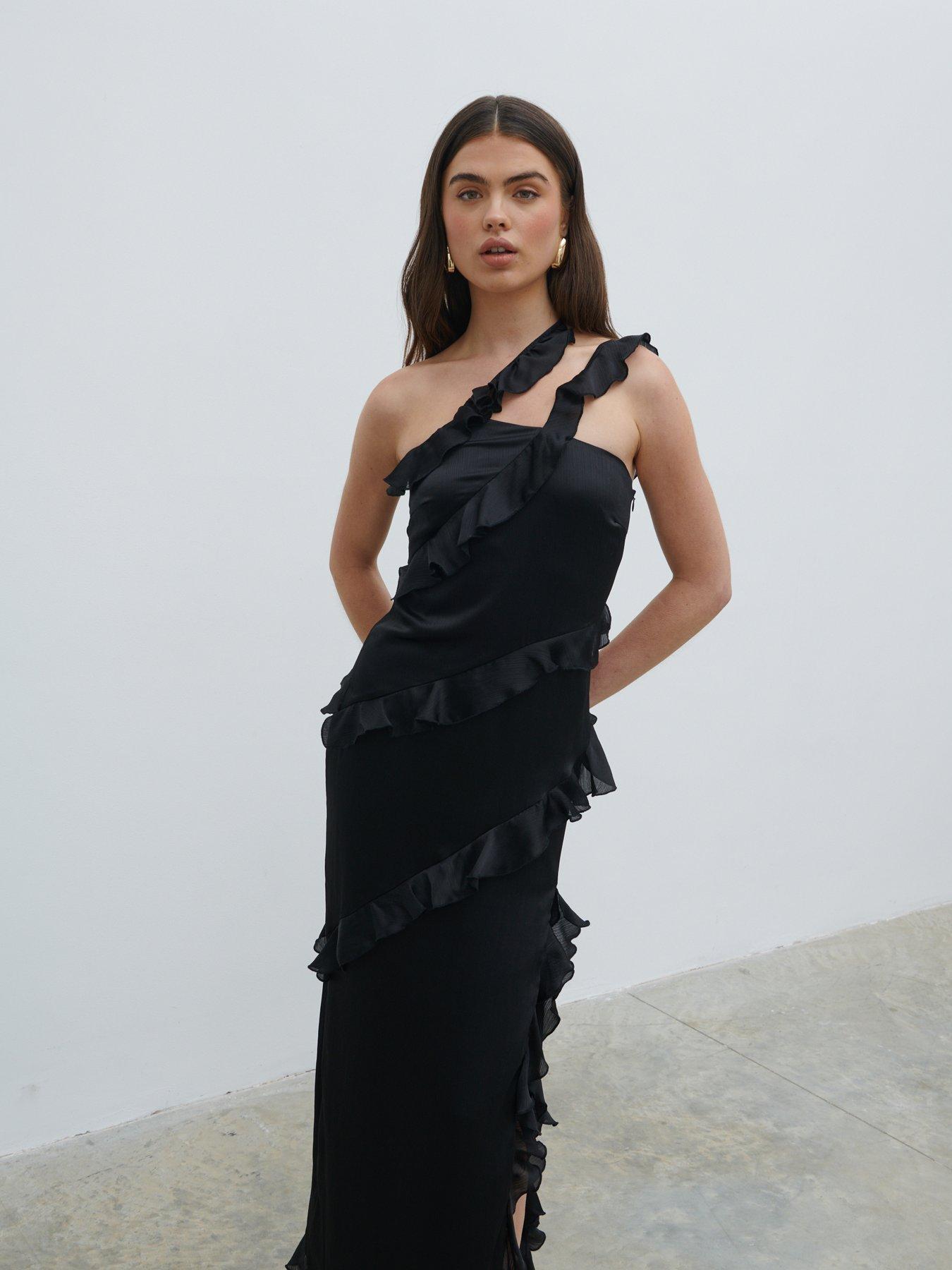 pretty-lavish-sabina-ruffle-one-shoulder-maxi-dress-black