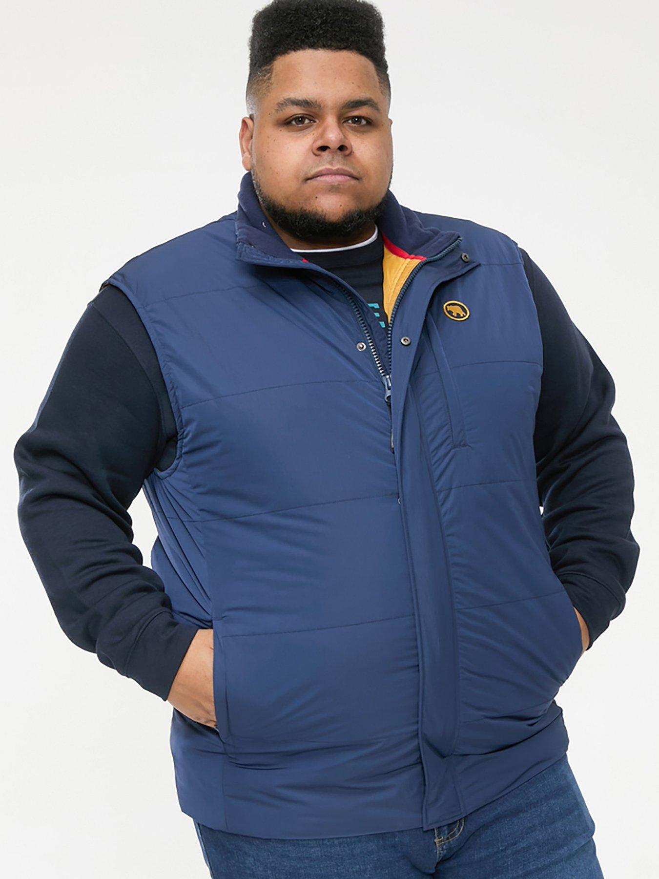 D555 Felipe Zip Through Padded Gilet With Contrast Colour Lining - Navy
