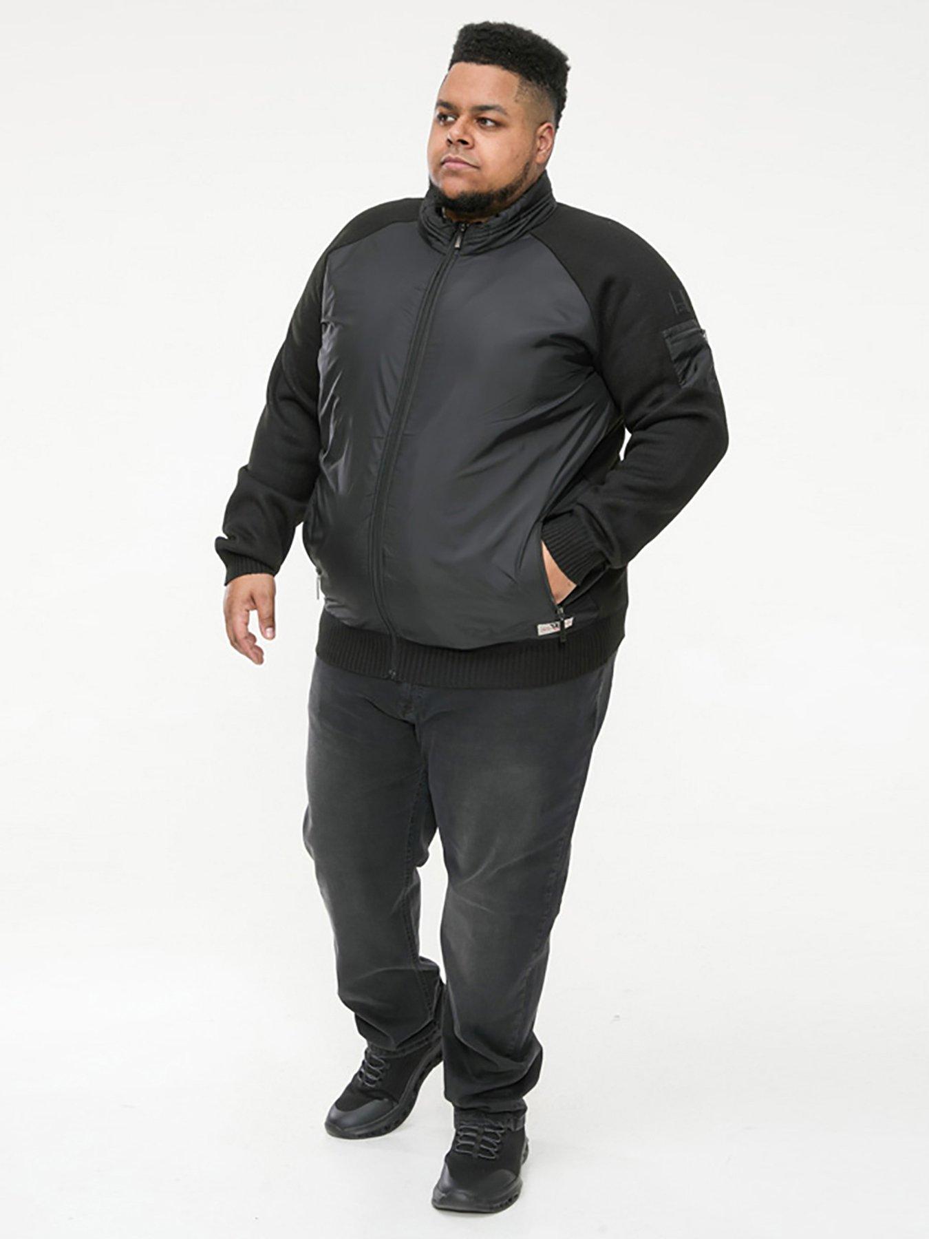  image of d555-marsden-hybrid-knitted-jacket--black