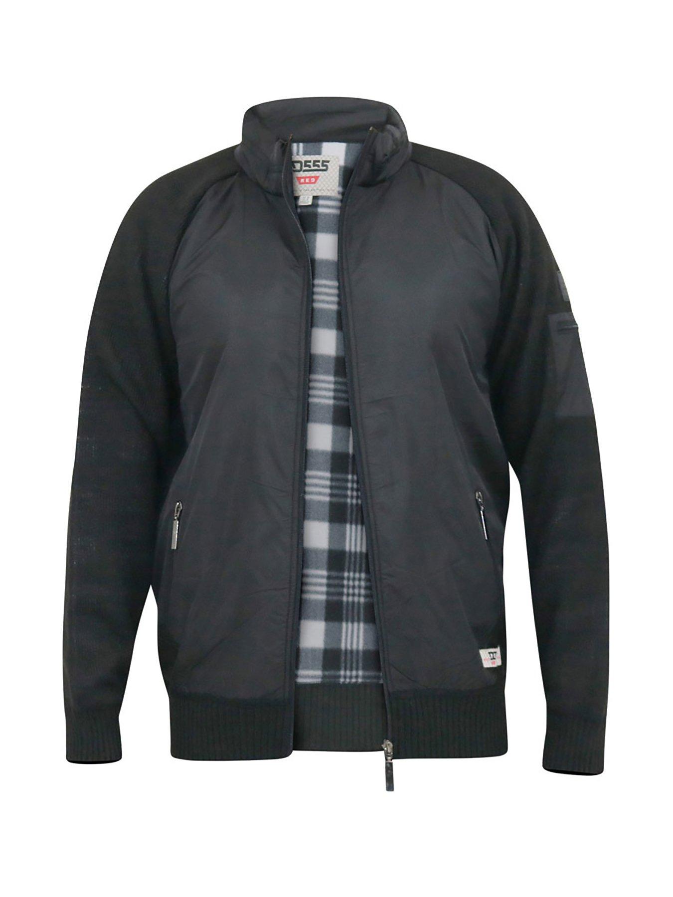  image of d555-marsden-hybrid-knitted-jacket--black