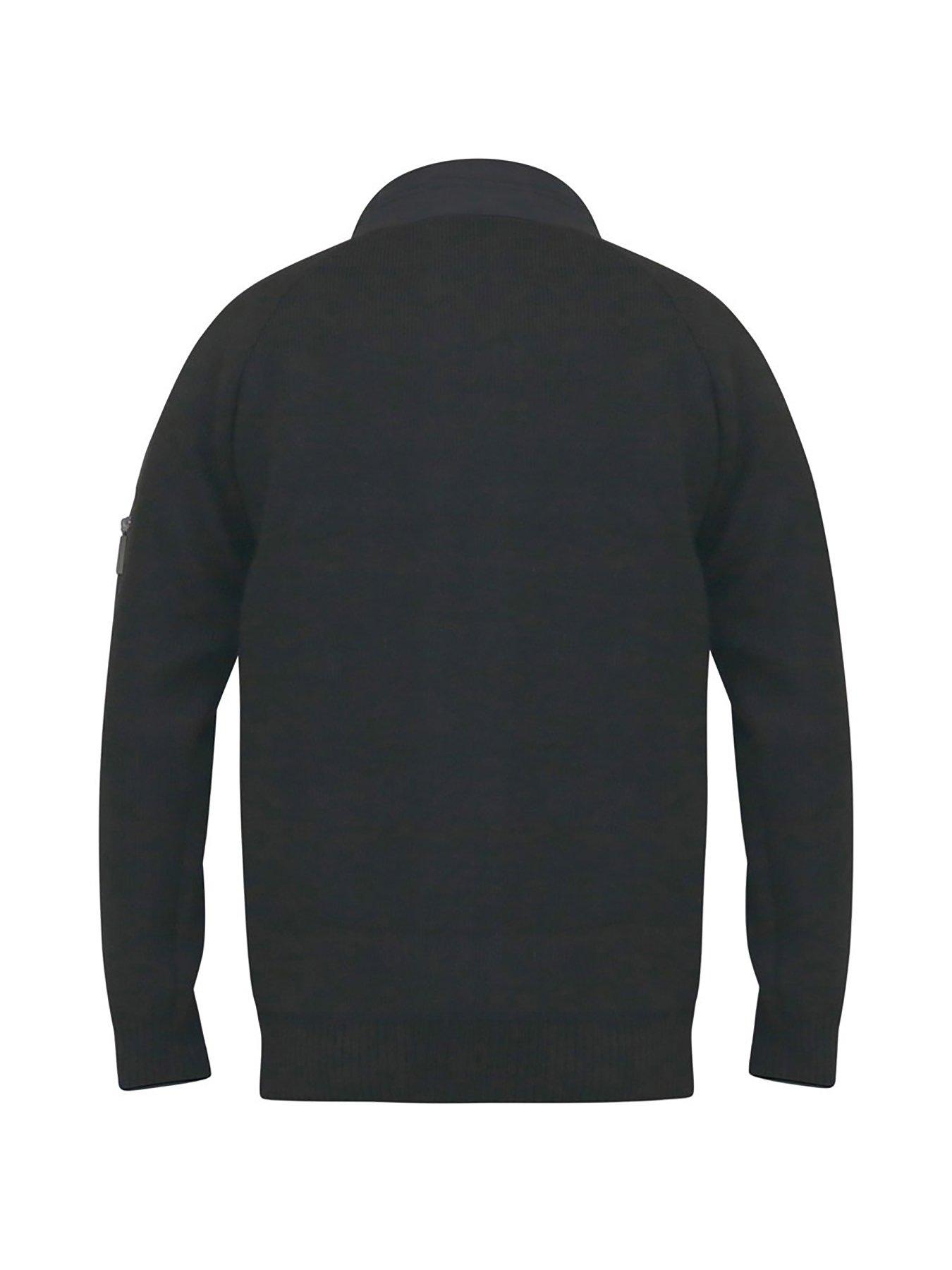  image of d555-marsden-hybrid-knitted-jacket--black