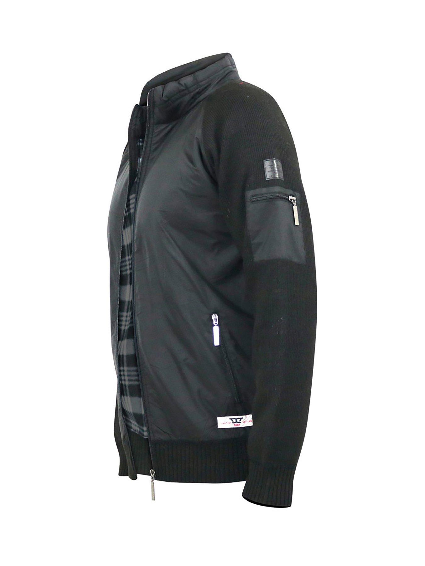  image of d555-marsden-hybrid-knitted-jacket--black