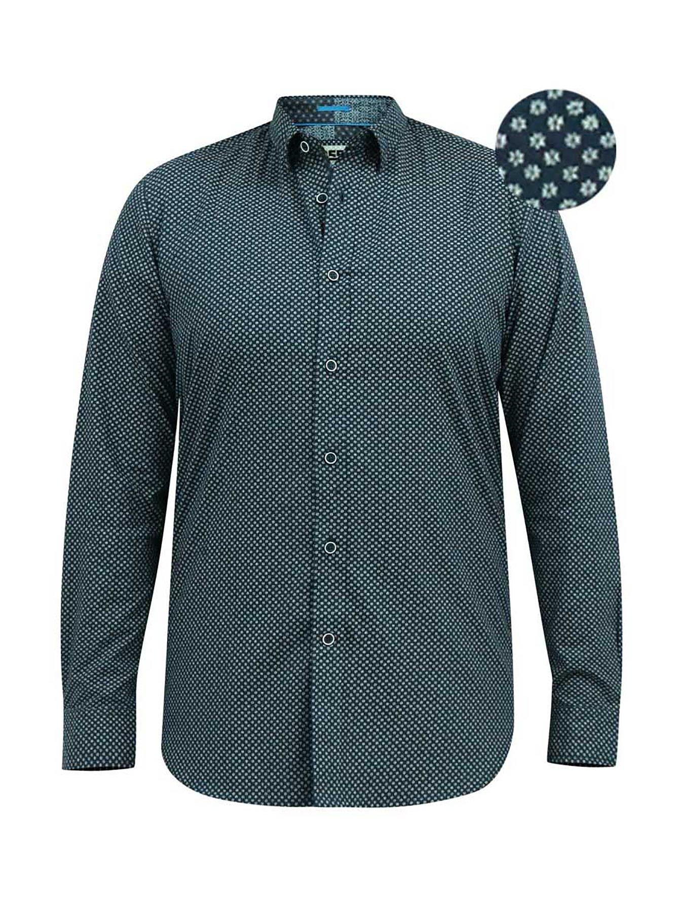 Image 5 of 5 of D555 Morgan Button Down Shirt - Navy Print