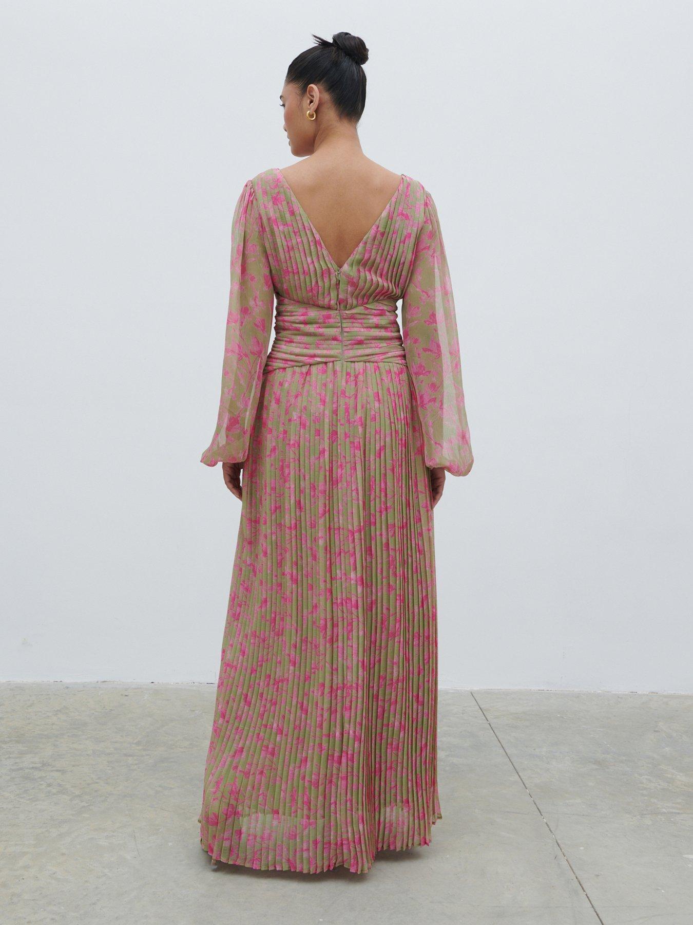  image of pretty-lavish-jade-floral-pleated-maxi-dress-multi