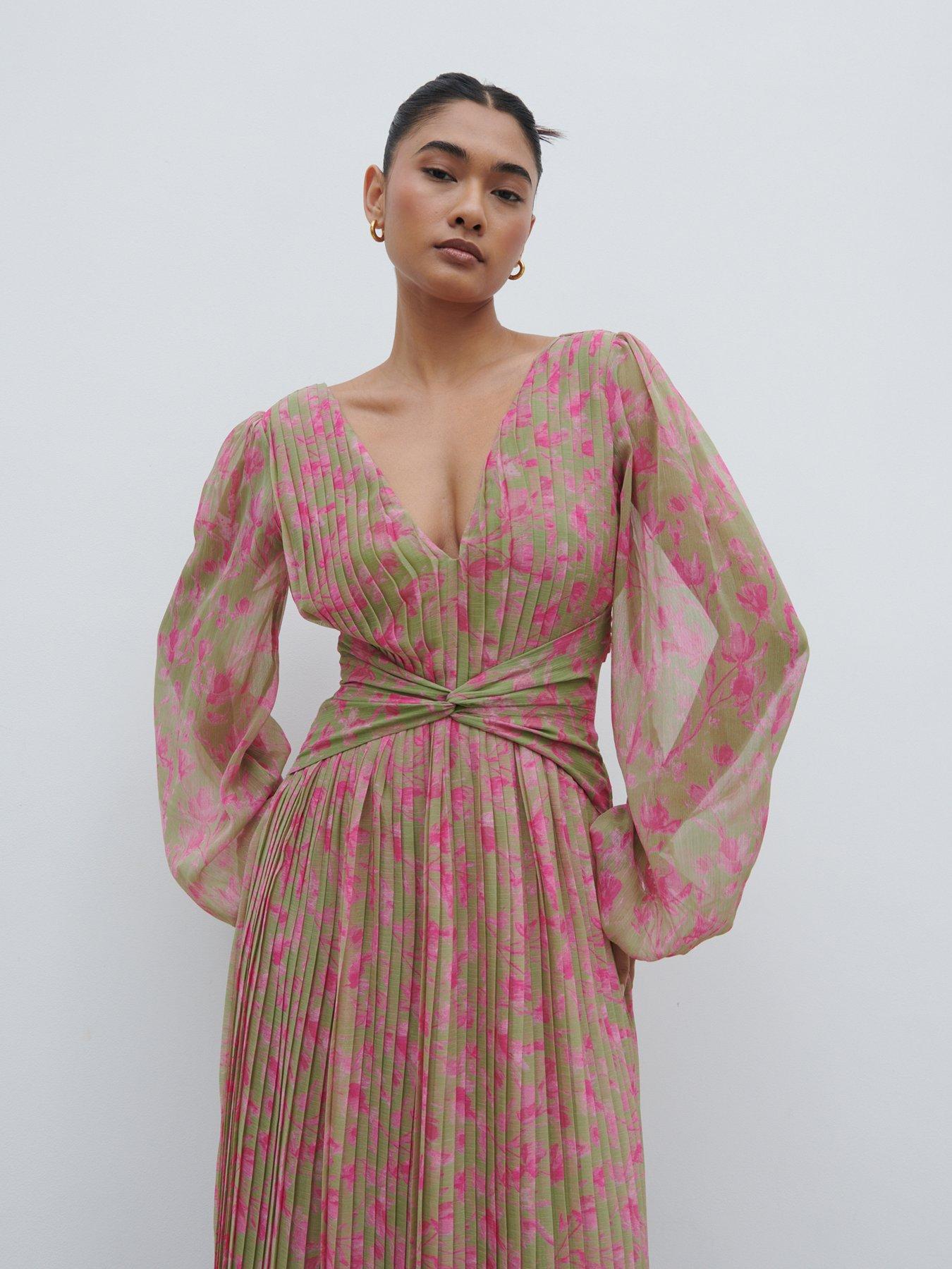  image of pretty-lavish-jade-floral-pleated-maxi-dress-multi