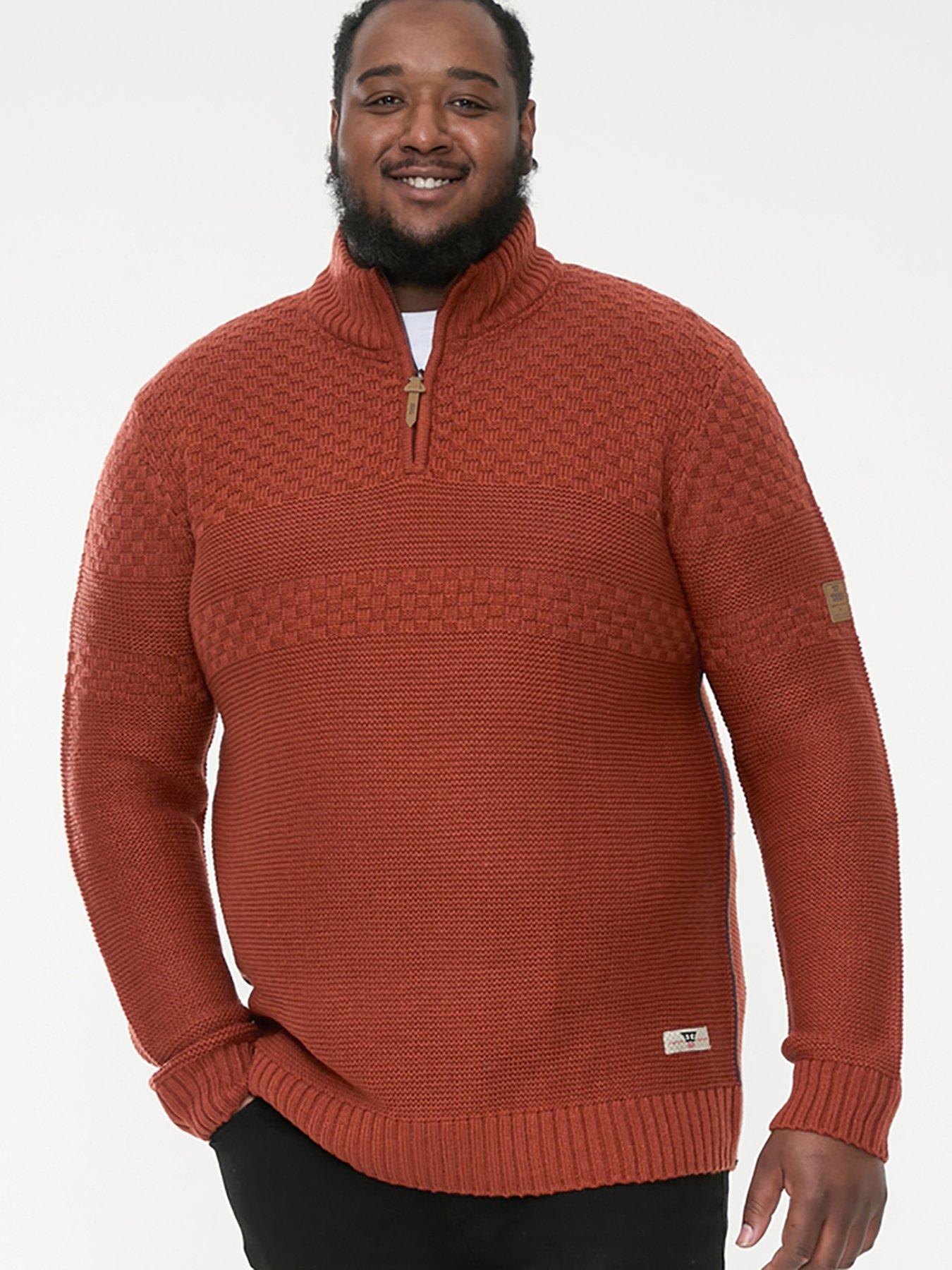 undefined Kelton 1/4 Zip Jacquard Knitted Jumper - Rust
