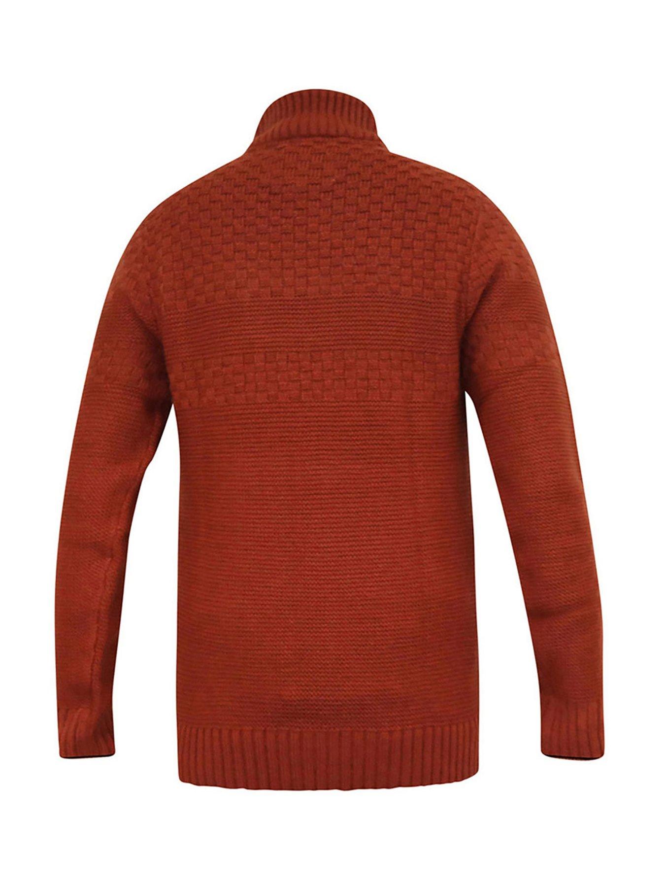  image of d555-kelton-14-zip-jacquard-knitted-jumper-rust