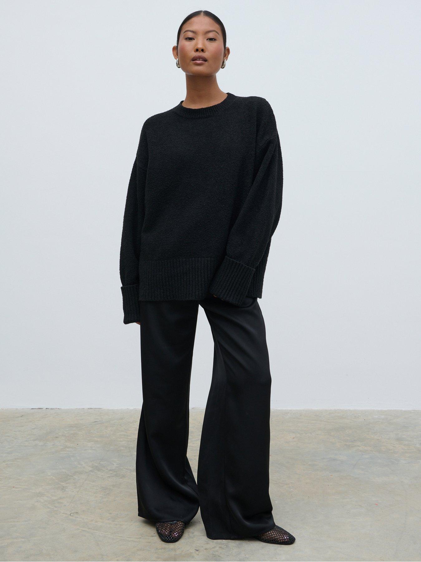  image of pretty-lavish-breya-satin-drawstring-trouser-black