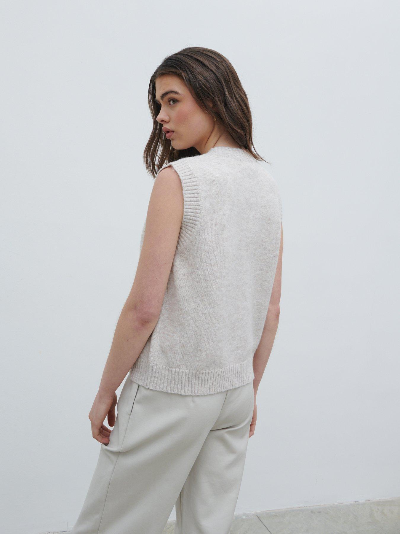 image of pretty-lavish-leonora-fluffy-knitted-waistcoat-chalk-cream