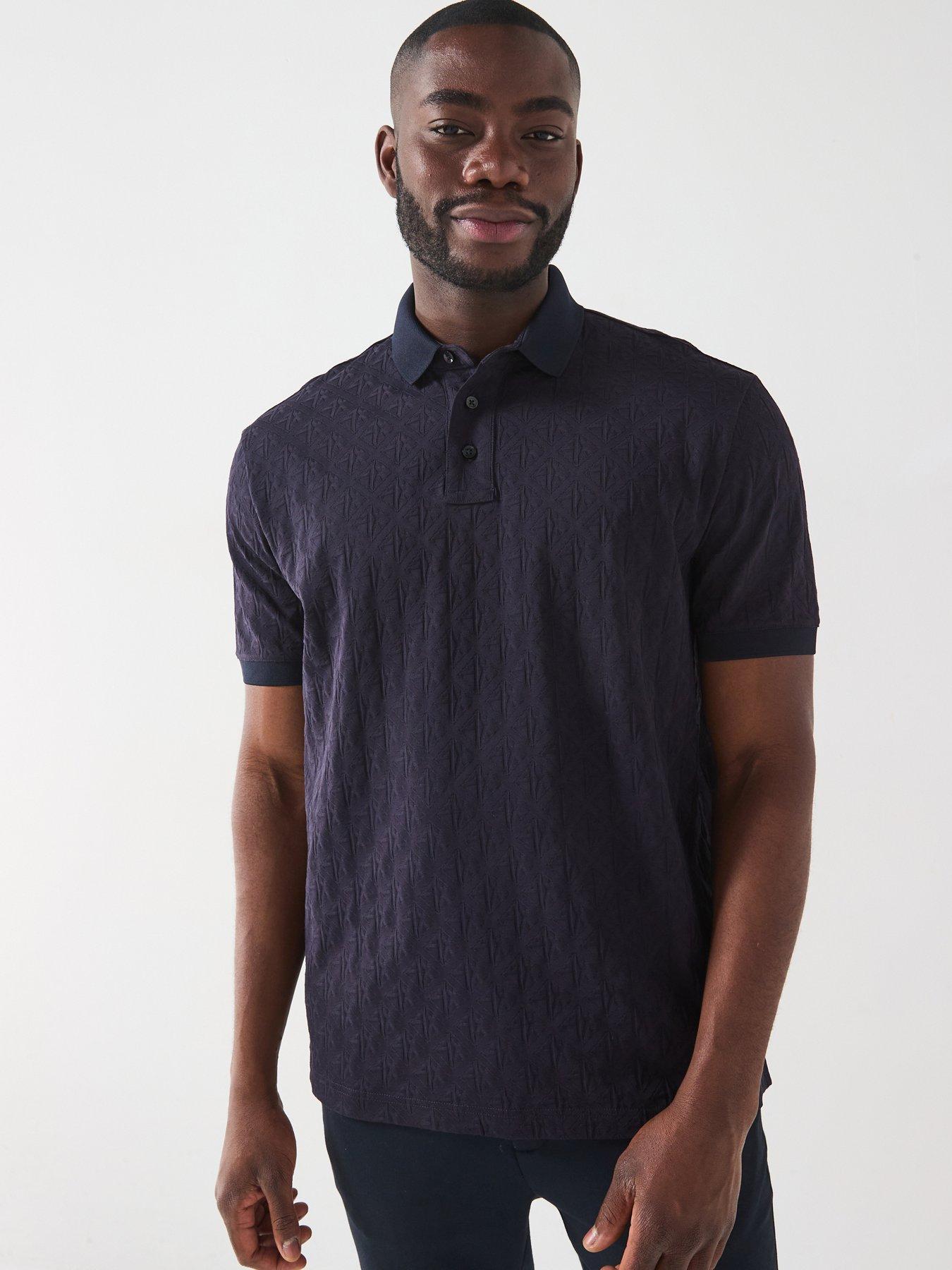 armani-exchange-all-over-monogram-print-short-sleeve-polo-shirt-navy