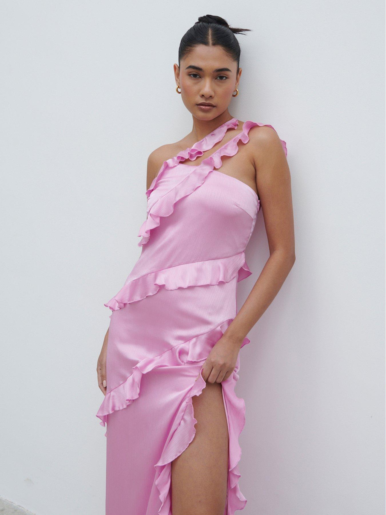  image of pretty-lavish-sabina-one-shoulder-ruffle-maxi-dress-pink
