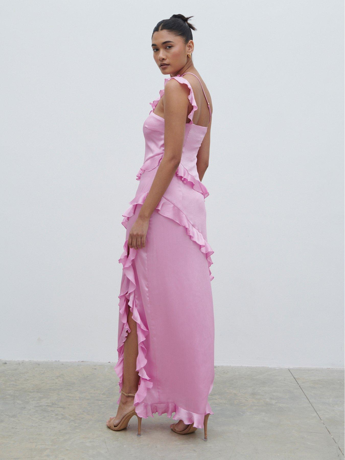  image of pretty-lavish-sabina-one-shoulder-ruffle-maxi-dress-pink