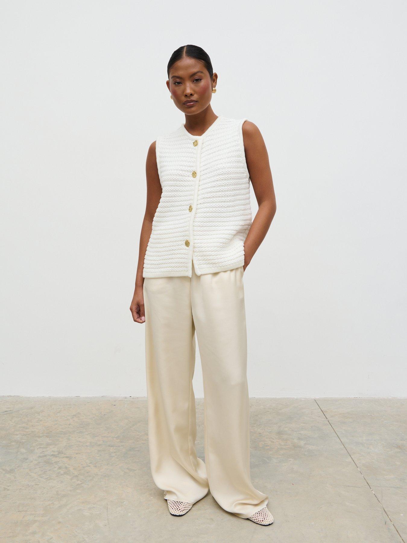 undefined Frankie Crochet Knitted Waistcoat - Cream