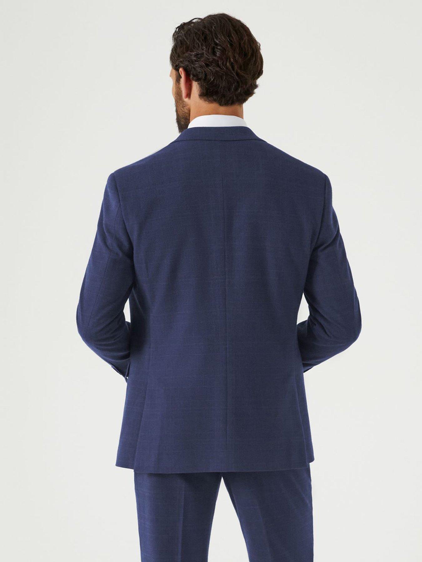  image of skopes-guildford-check-tailored-fit-suit-jacket-navy