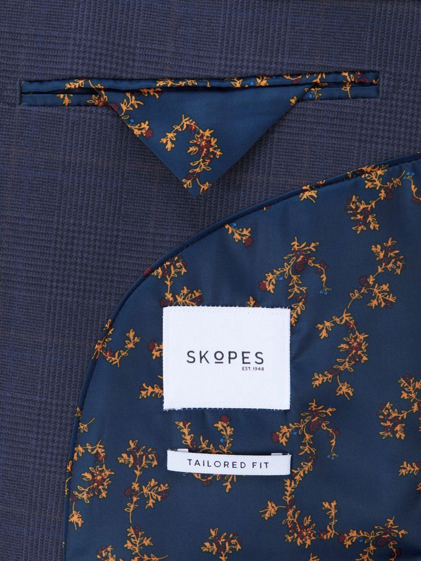  image of skopes-guildford-check-tailored-fit-suit-jacket-navy