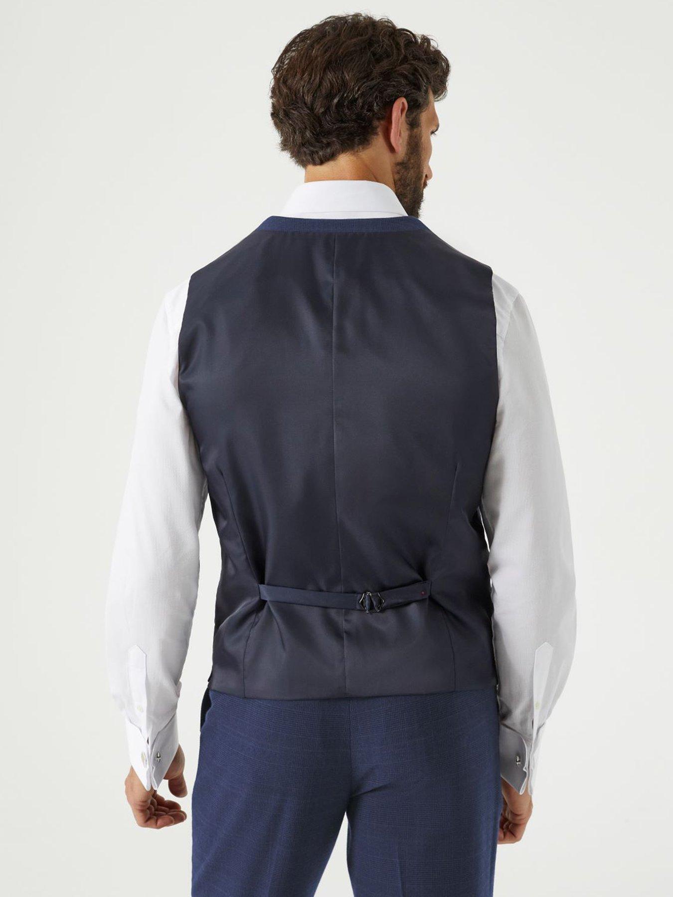  image of skopes-guildford-check-standard-waistcoat-navy