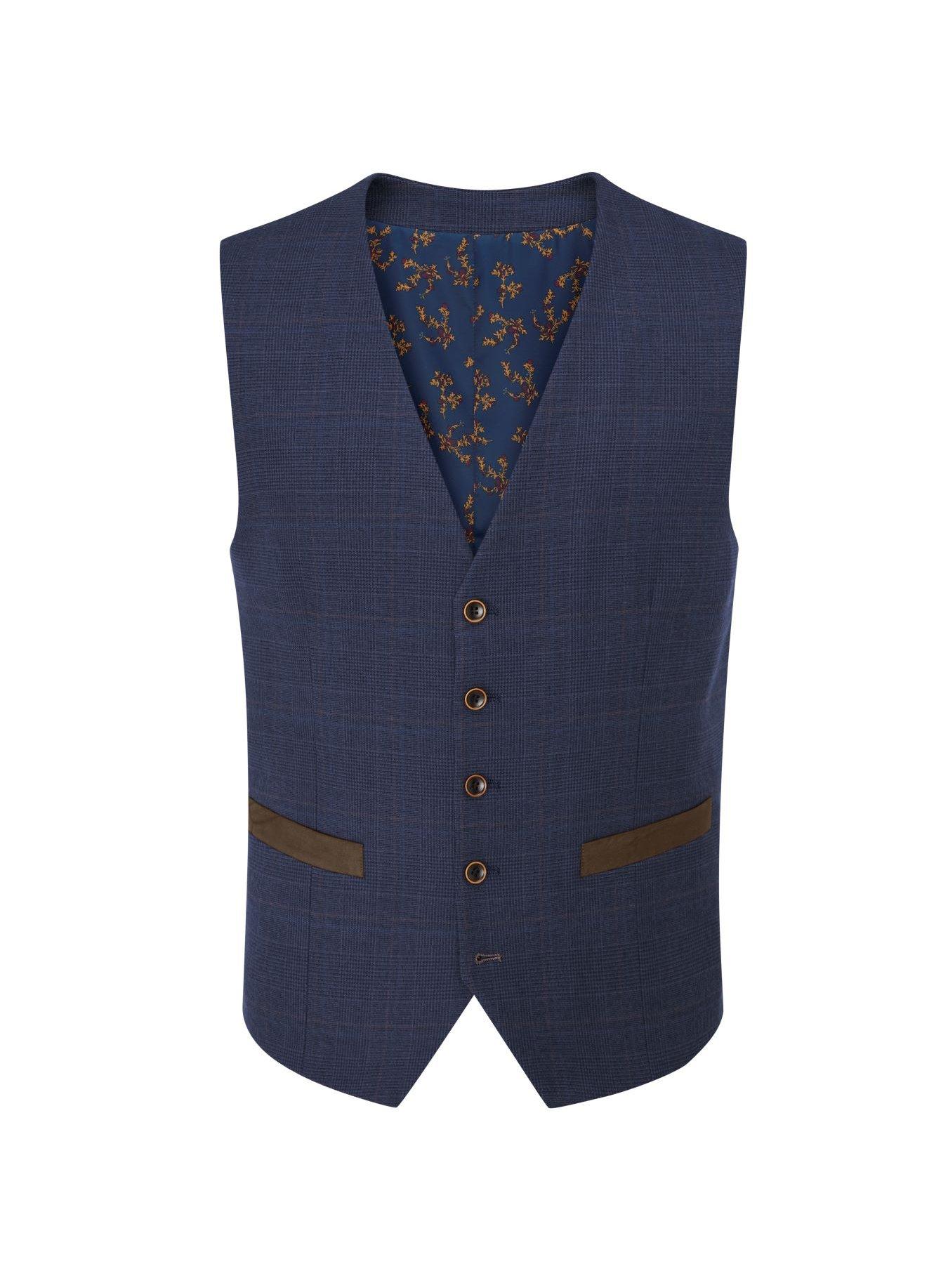  image of skopes-guildford-check-standard-waistcoat-navy