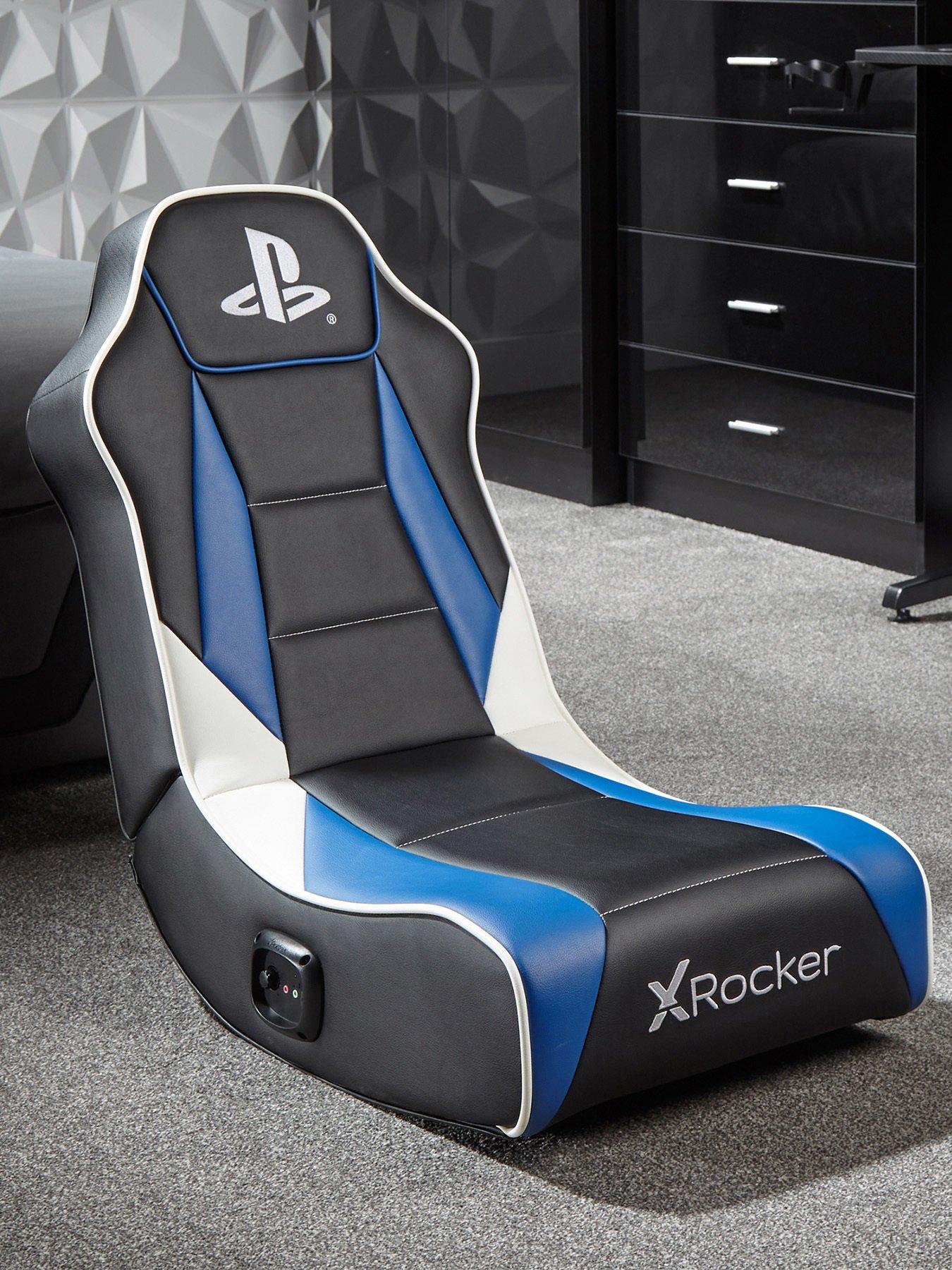 X Rocker Officiall  Playstation Geist 2.0 Floor Rocker Gaming Chair - BLACK /BLUE