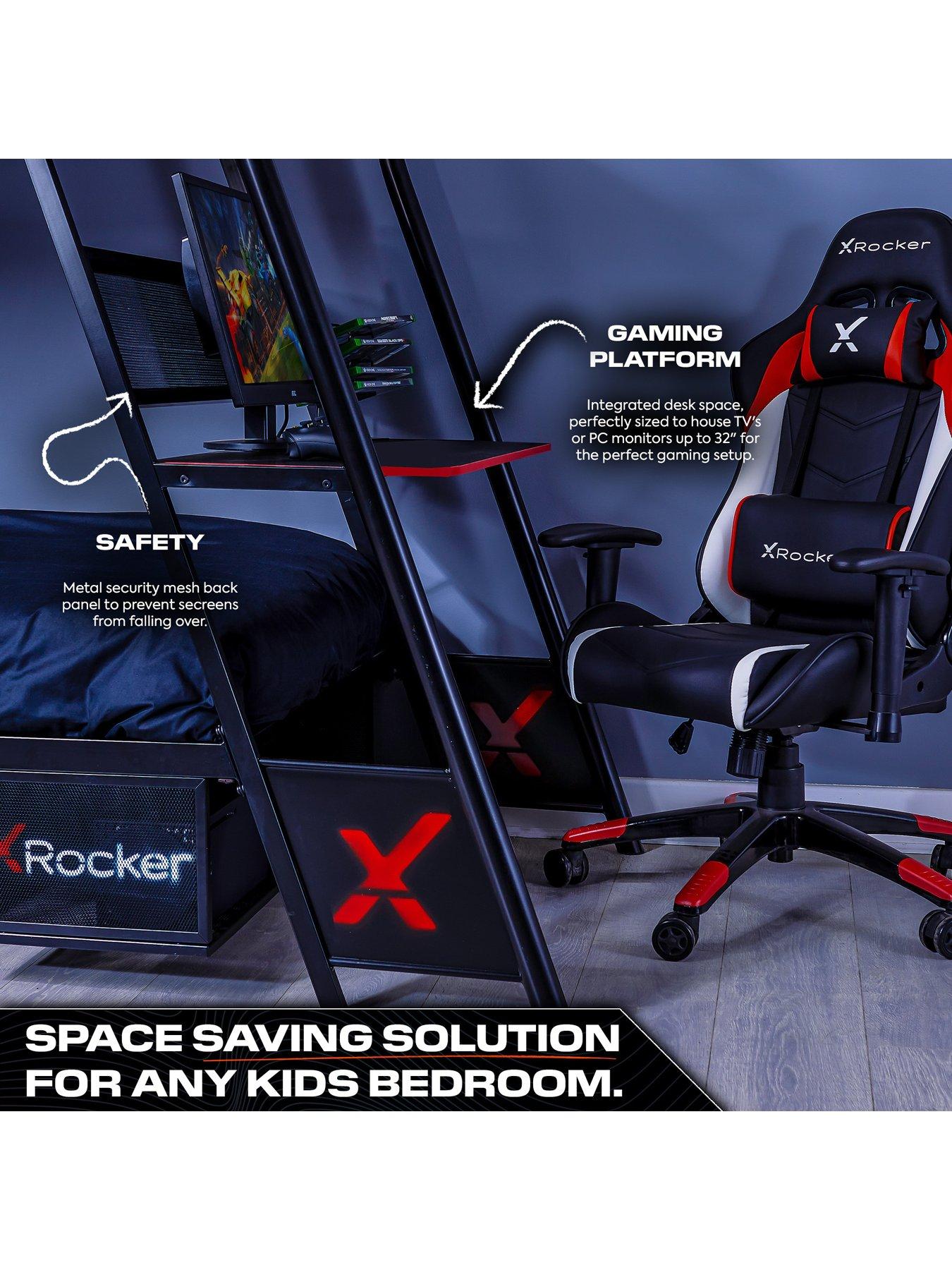  image of x-rocker-armada-dual-bunk-bednbspwith-gaming-desk-and-mattress-options-buy-amp-save
