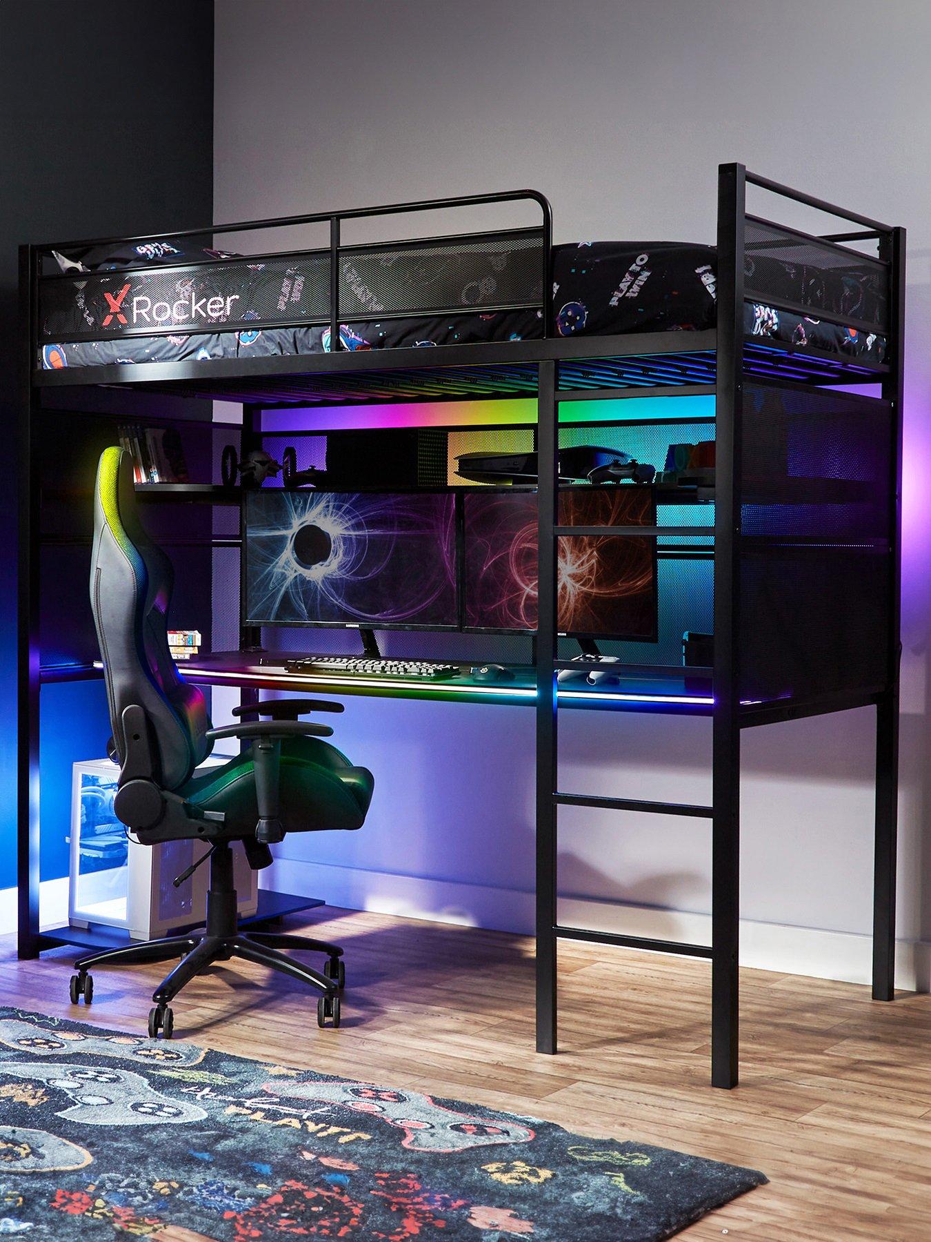  image of x-rocker-battle-bunk-rgb-sync-gaming-bed