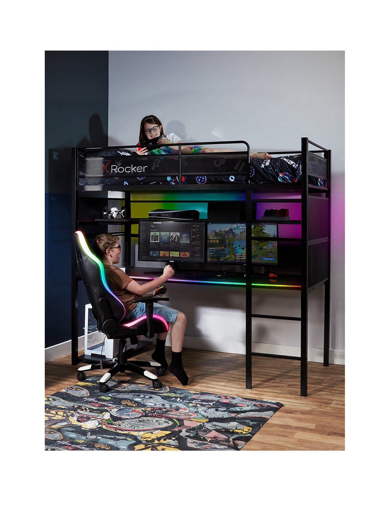  image of x-rocker-battle-bunk-rgb-sync-gaming-bed