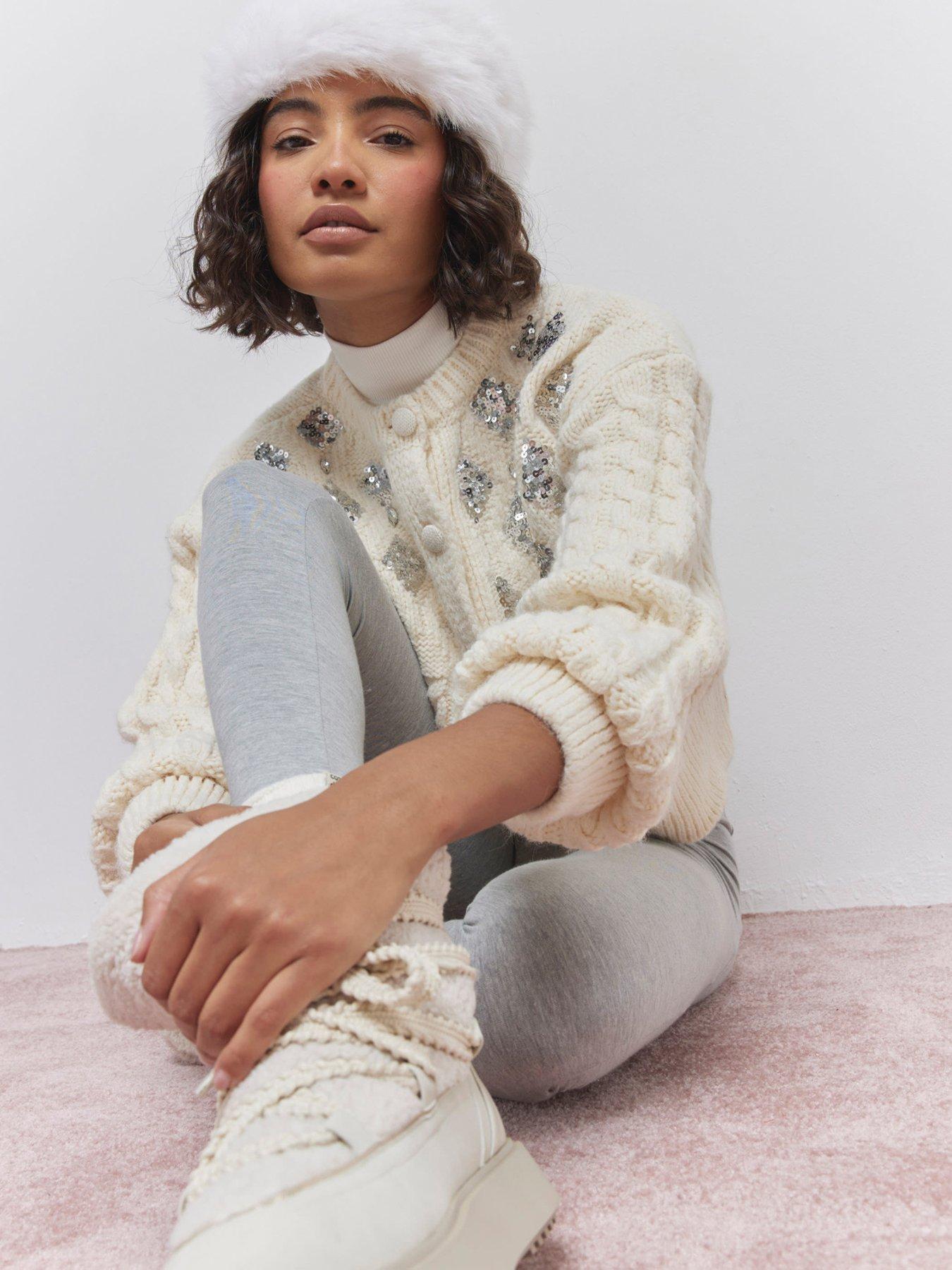  image of river-island-bubble-embellished-cardigan-cream