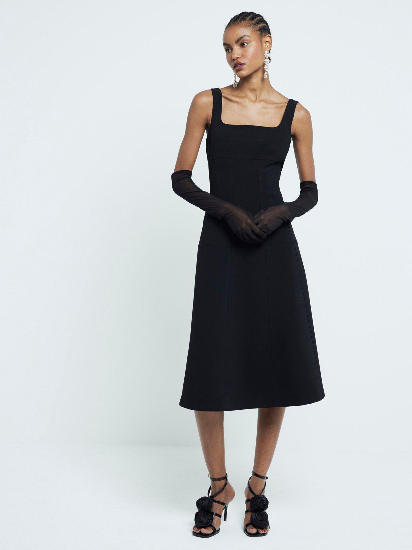 River Island Tailored Seamed Midi Dress Black Littlewoods
