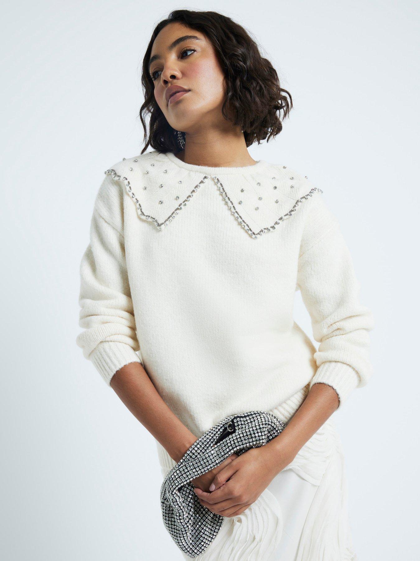 undefined Ultimate Embellished Collar Jumper - Cream