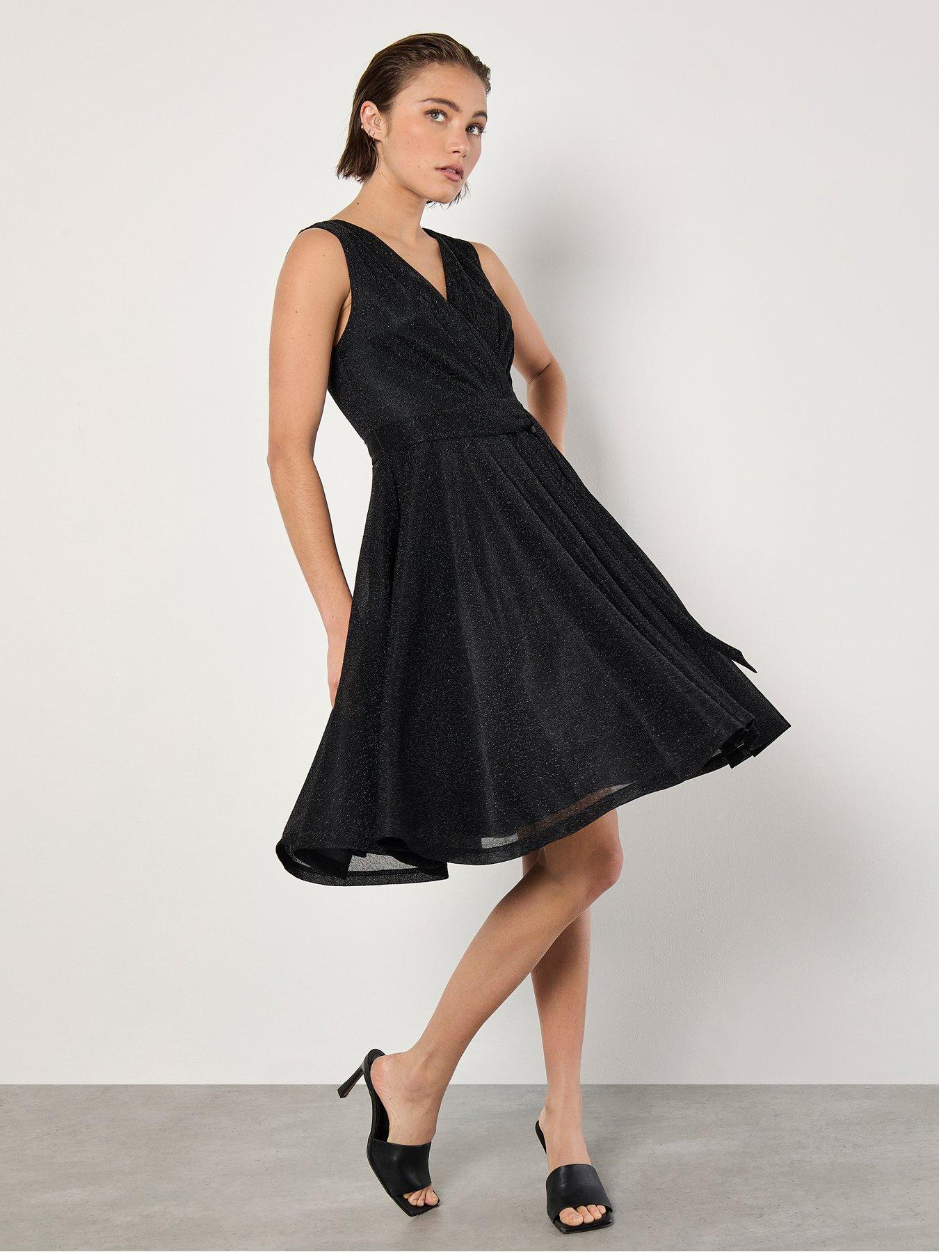 Lurex Skater Dress Navy